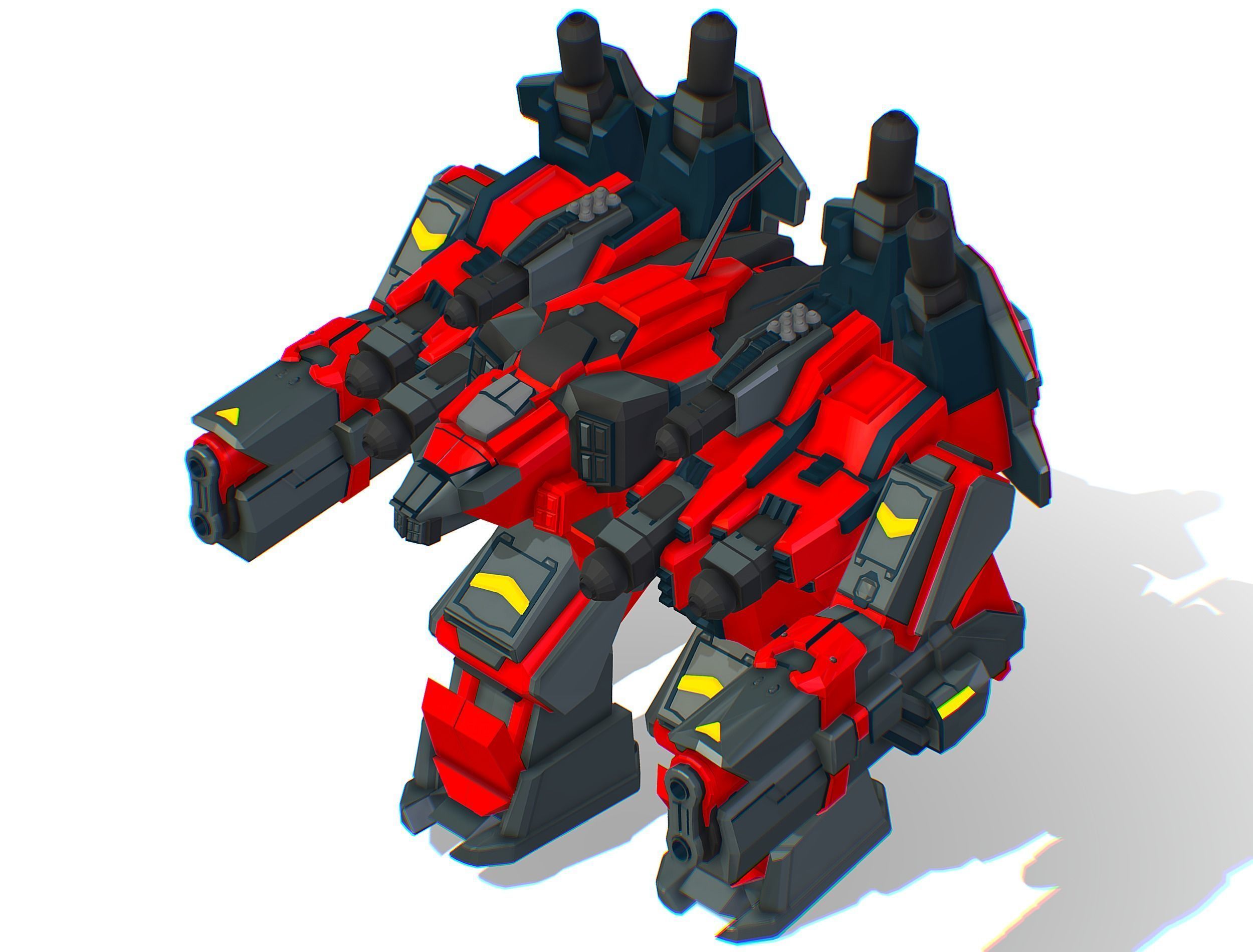 Animated Heavy Combat Robot Cyborg Machine Gun Low-poly 3D model_22