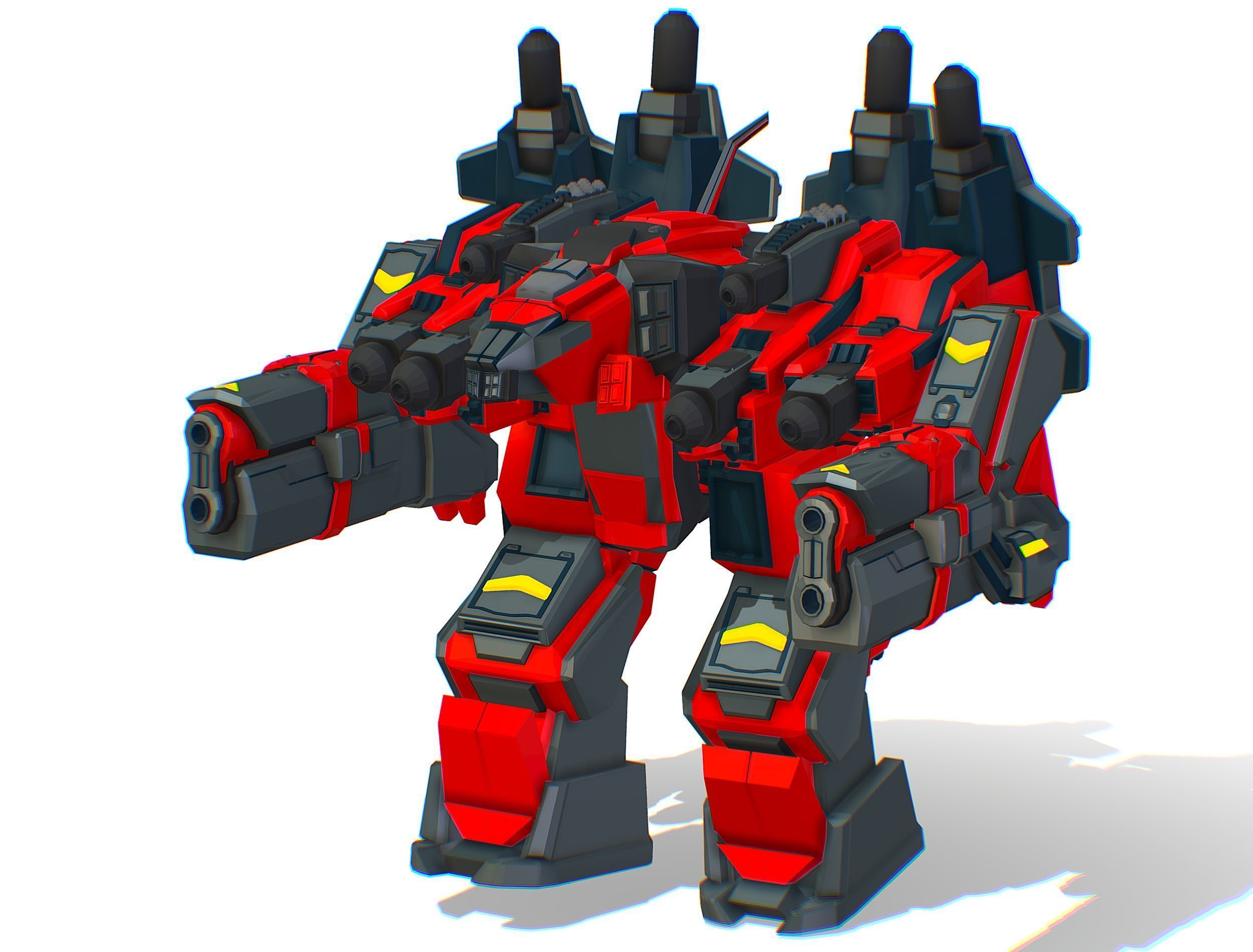 Animated Heavy Combat Robot Cyborg Machine Gun Low-poly 3D model_34
