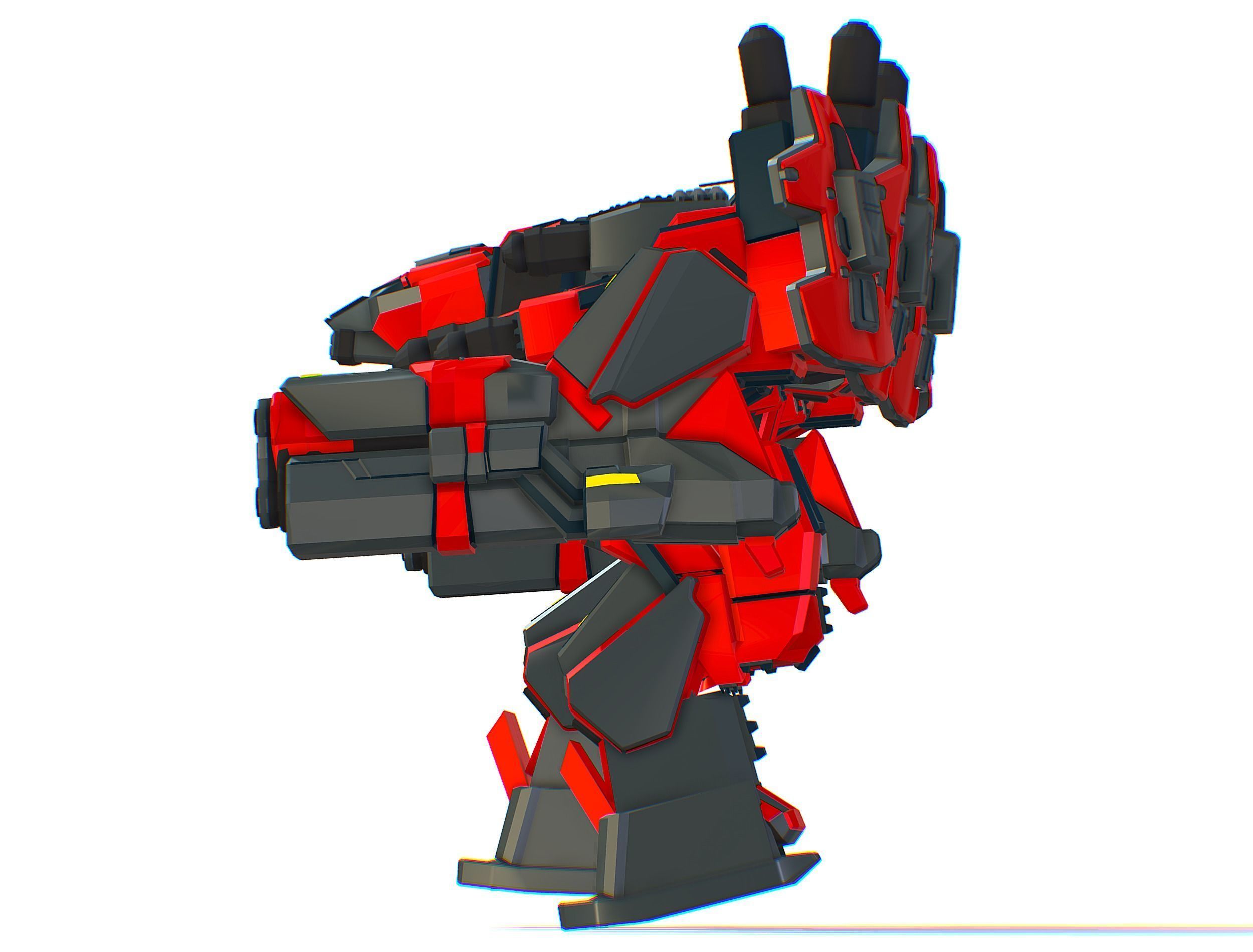 Animated Heavy Combat Robot Cyborg Machine Gun Low-poly 3D model_18