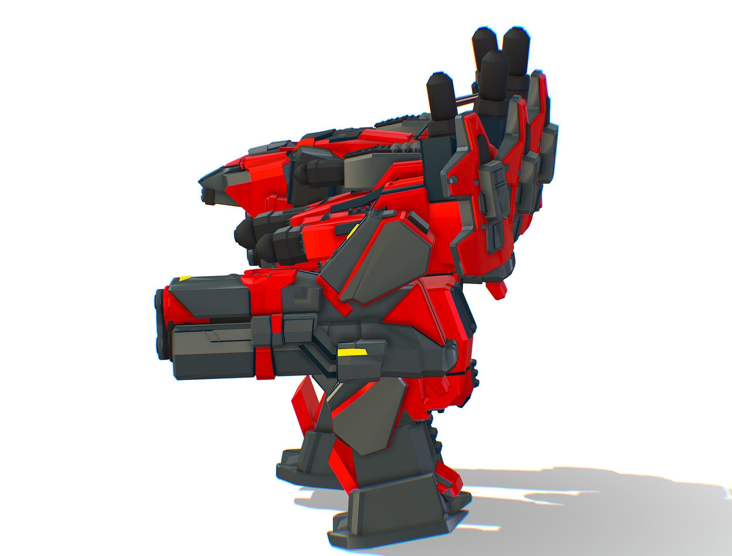 Animated Heavy Combat Robot Cyborg Machine Gun Low-poly 3D model_15
