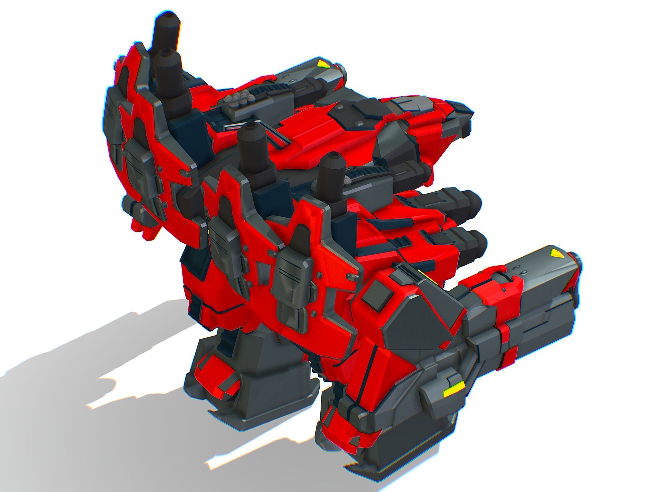 Animated Heavy Combat Robot Cyborg Machine Gun Low-poly 3D model_24