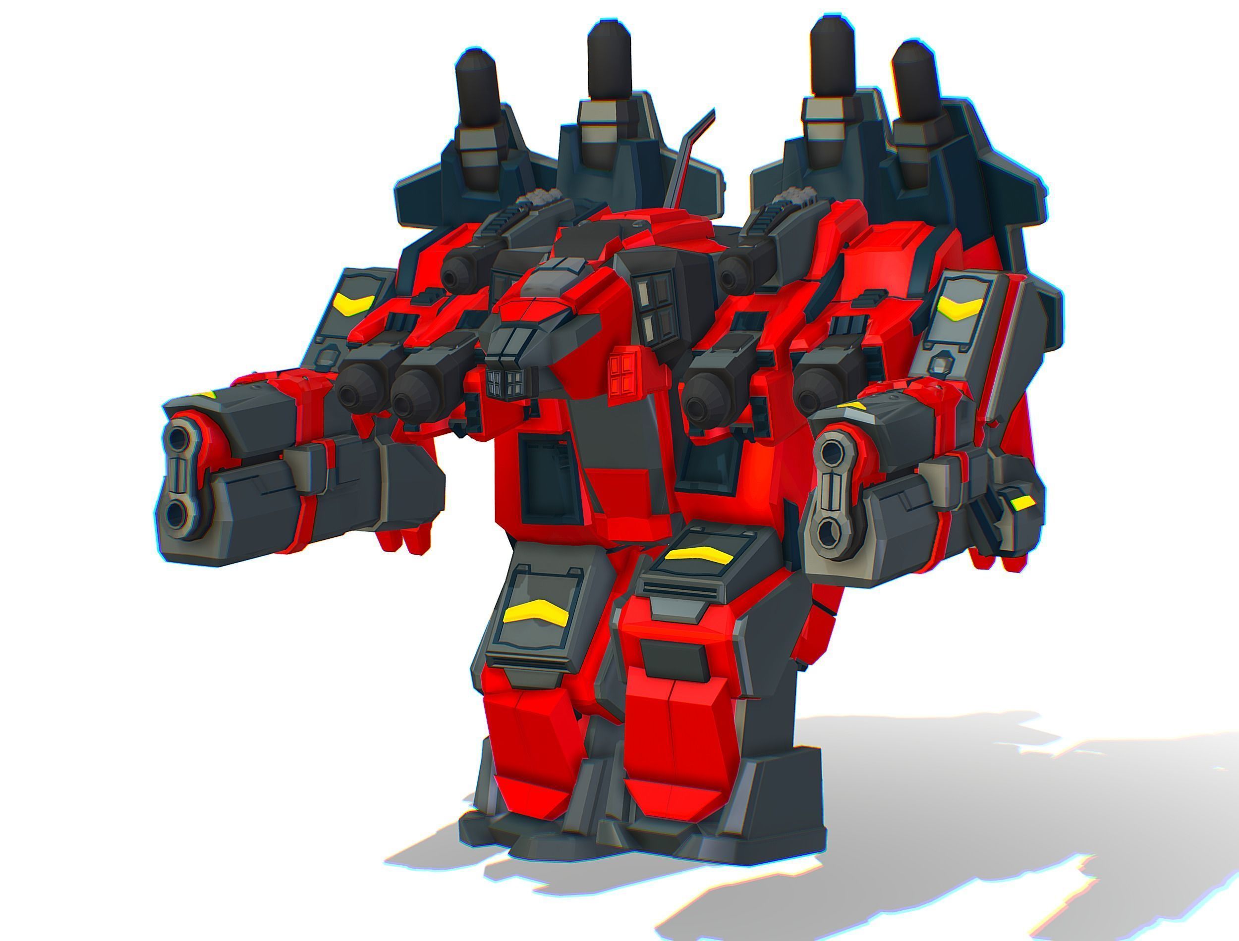 Animated Heavy Combat Robot Cyborg Machine Gun Low-poly 3D model_29