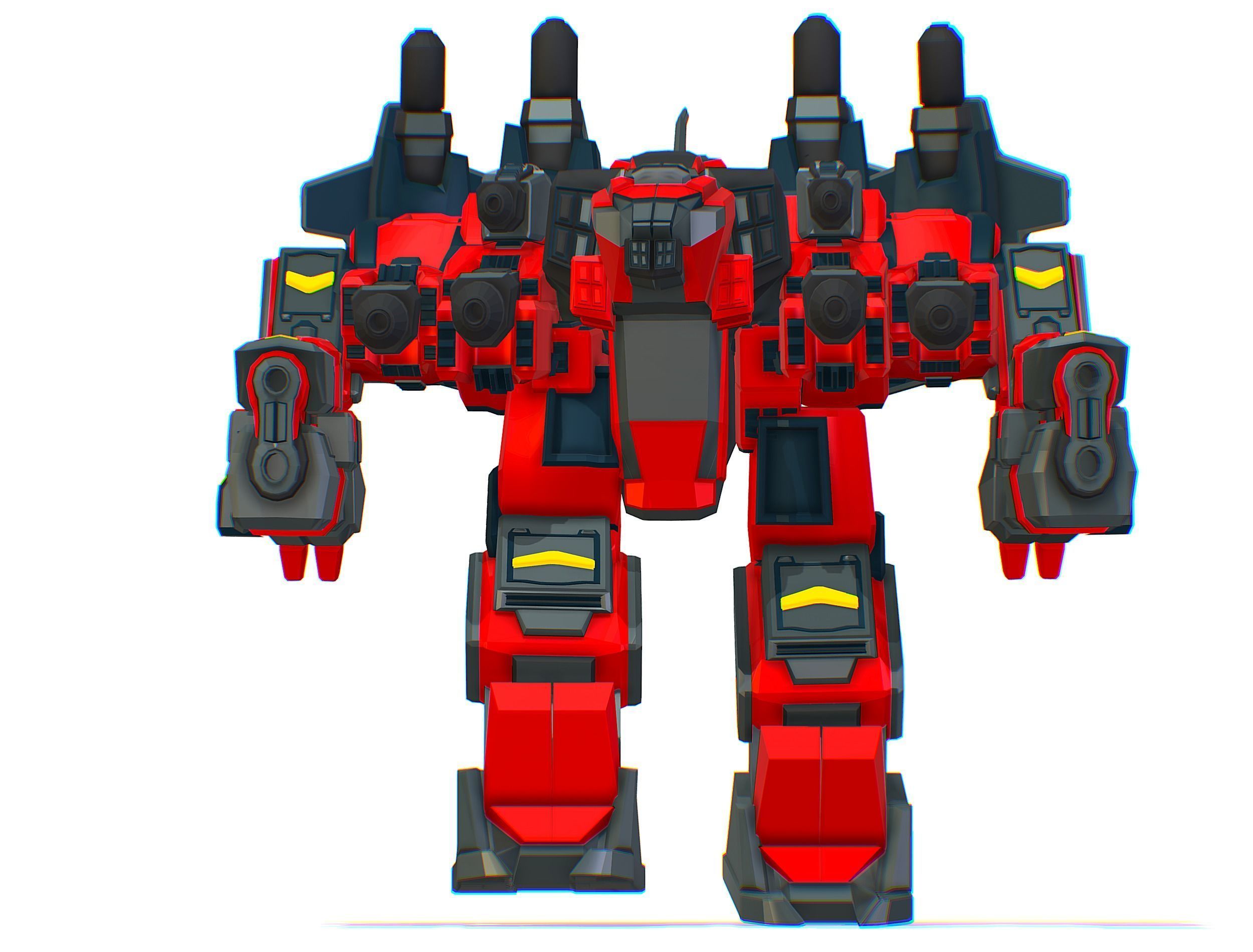 Animated Heavy Combat Robot Cyborg Machine Gun Low-poly 3D model_19