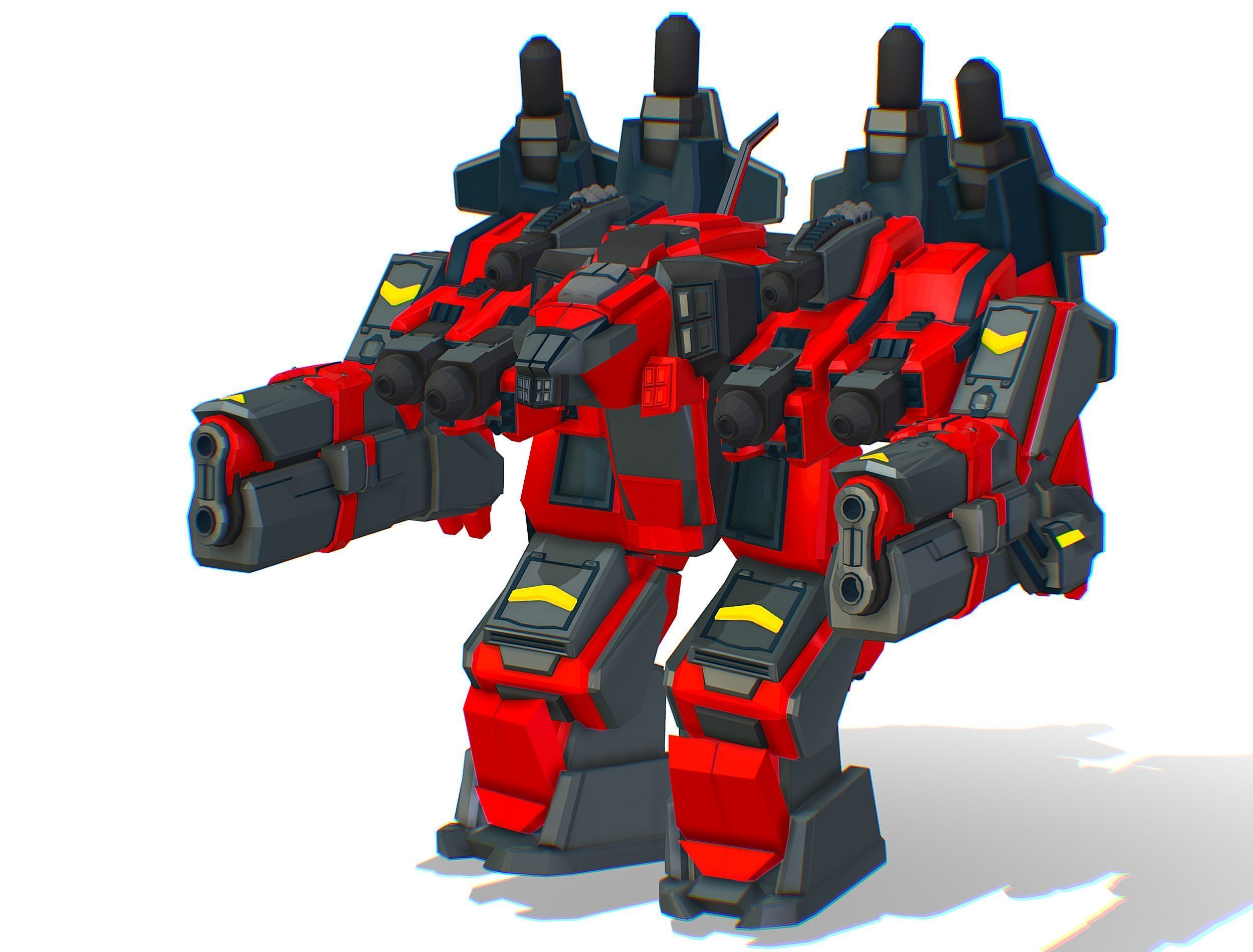 Animated Heavy Combat Robot Cyborg Machine Gun Low-poly 3D model_32