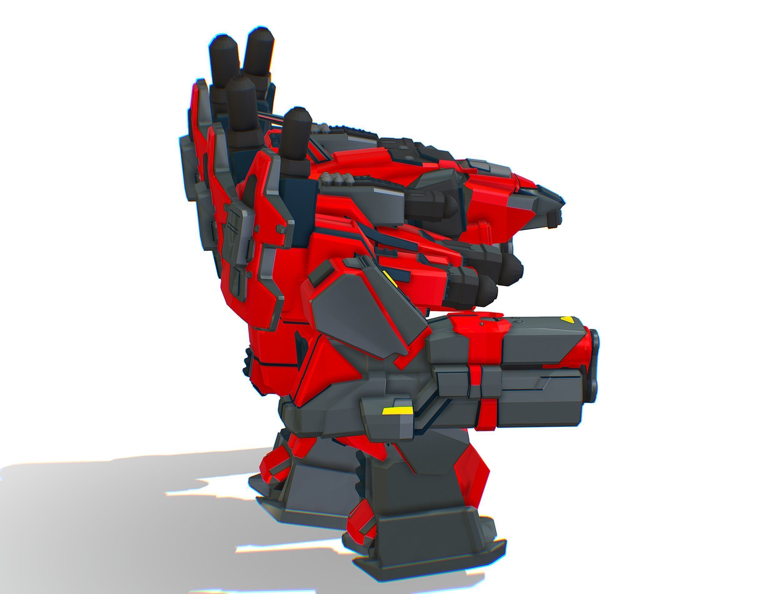 Animated Heavy Combat Robot Cyborg Machine Gun Low-poly 3D model_8