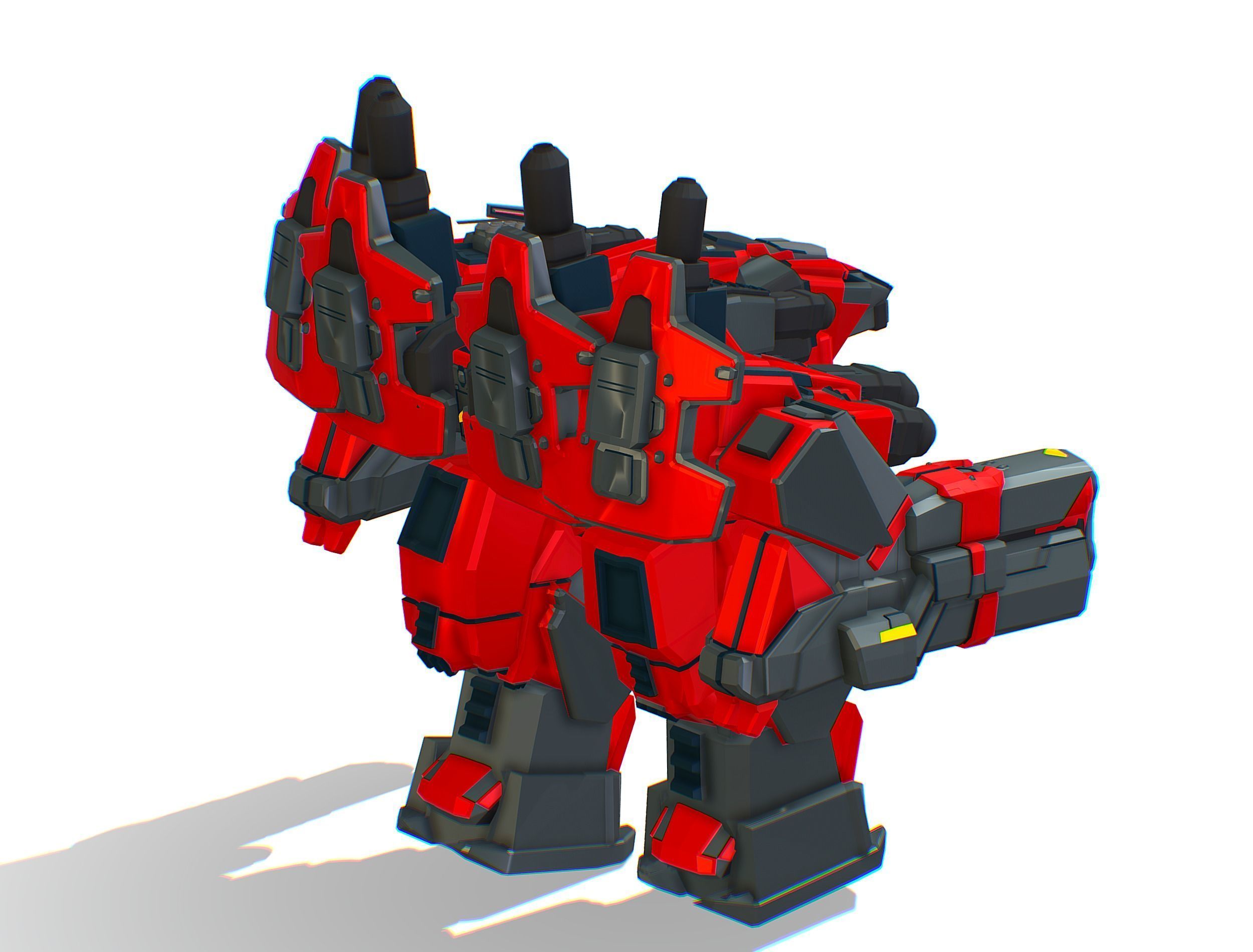 Animated Heavy Combat Robot Cyborg Machine Gun Low-poly 3D model_9