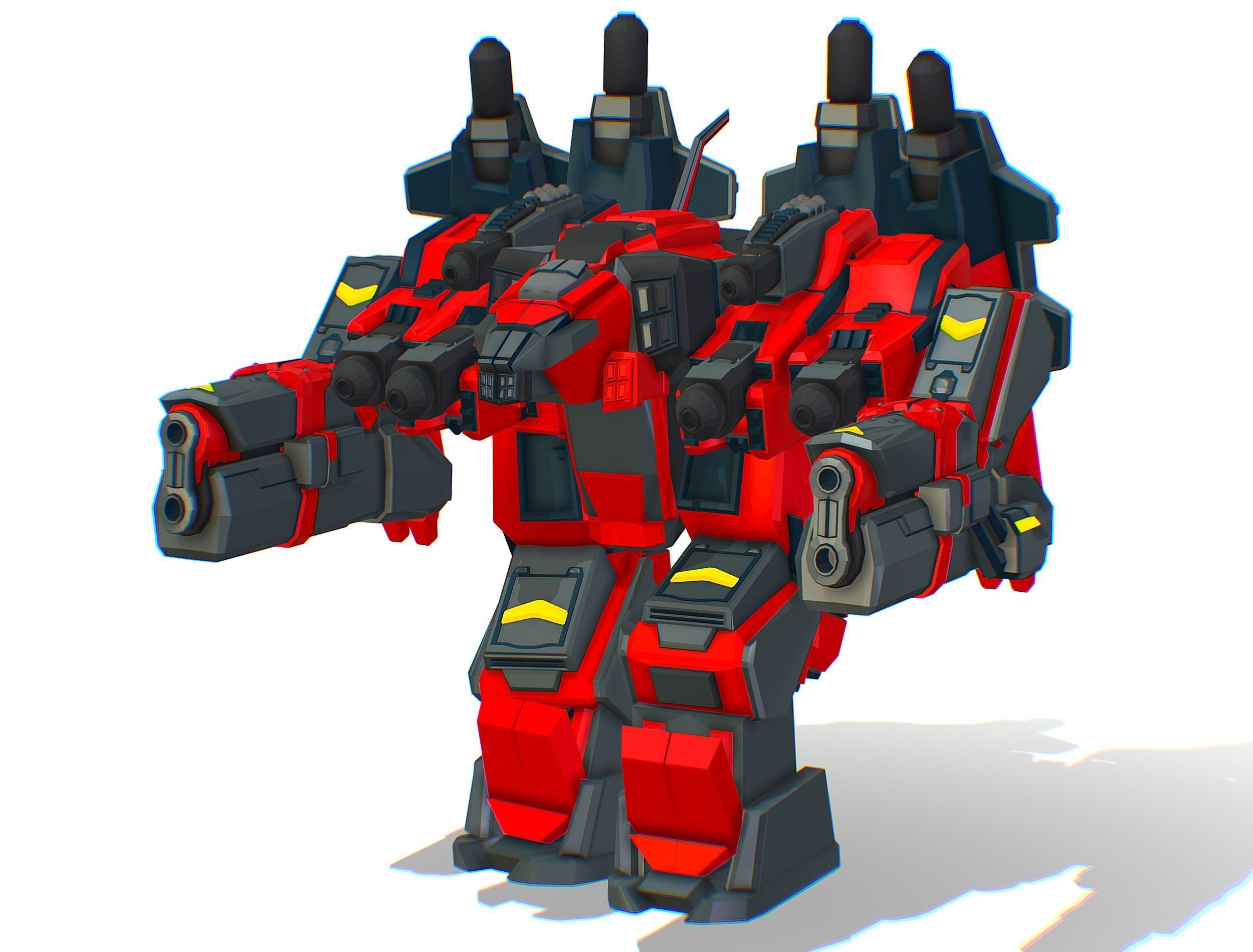 Animated Heavy Combat Robot Cyborg Machine Gun Low-poly 3D model_28