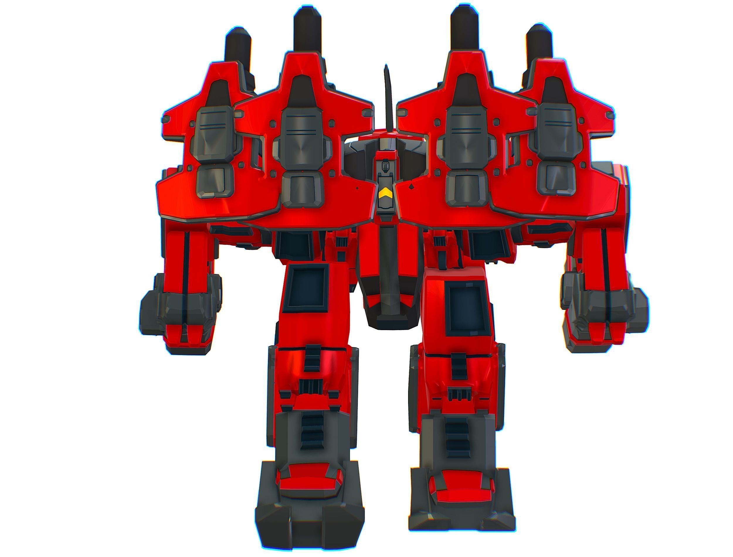 Animated Heavy Combat Robot Cyborg Machine Gun Low-poly 3D model_21