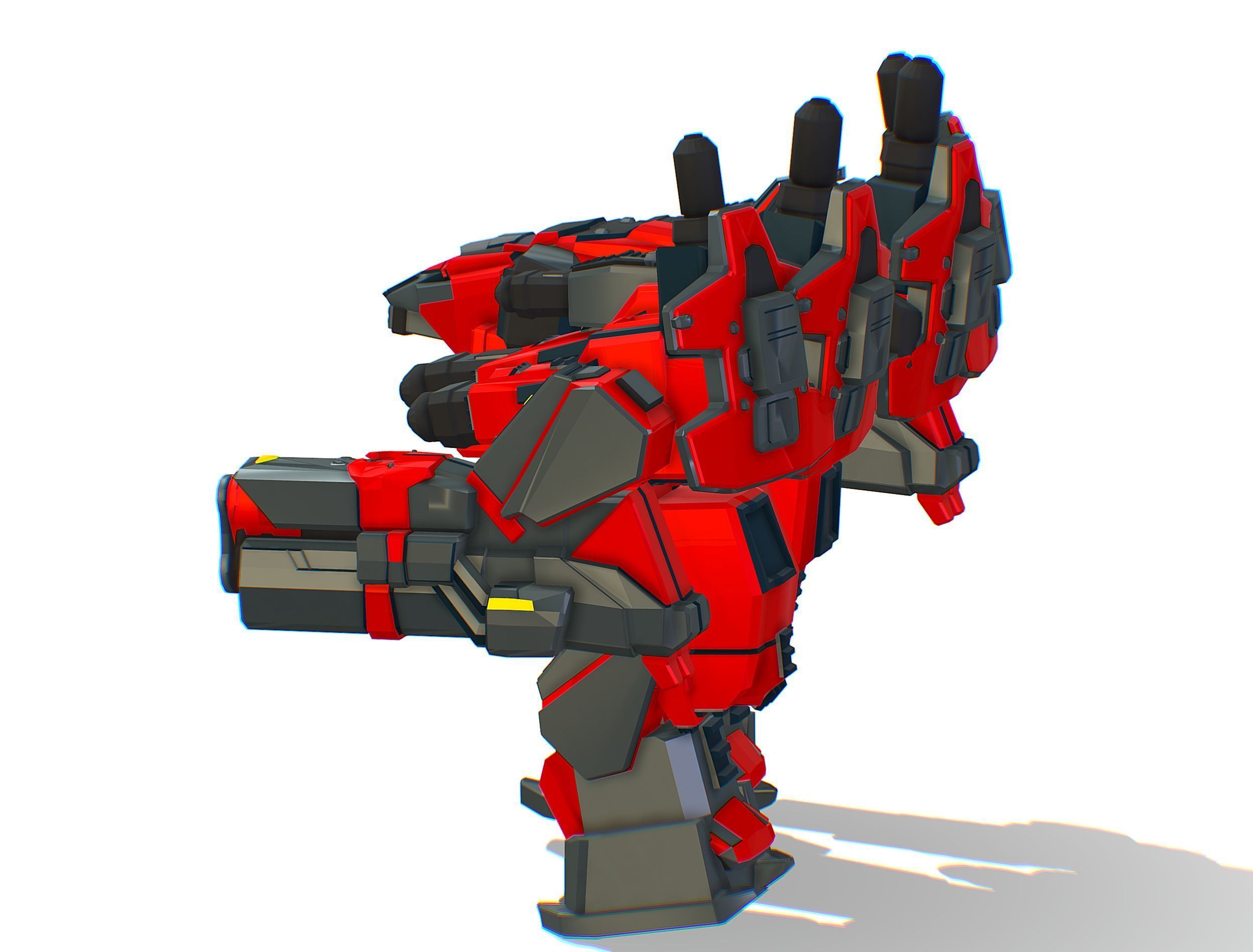 Animated Heavy Combat Robot Cyborg Machine Gun Low-poly 3D model_14