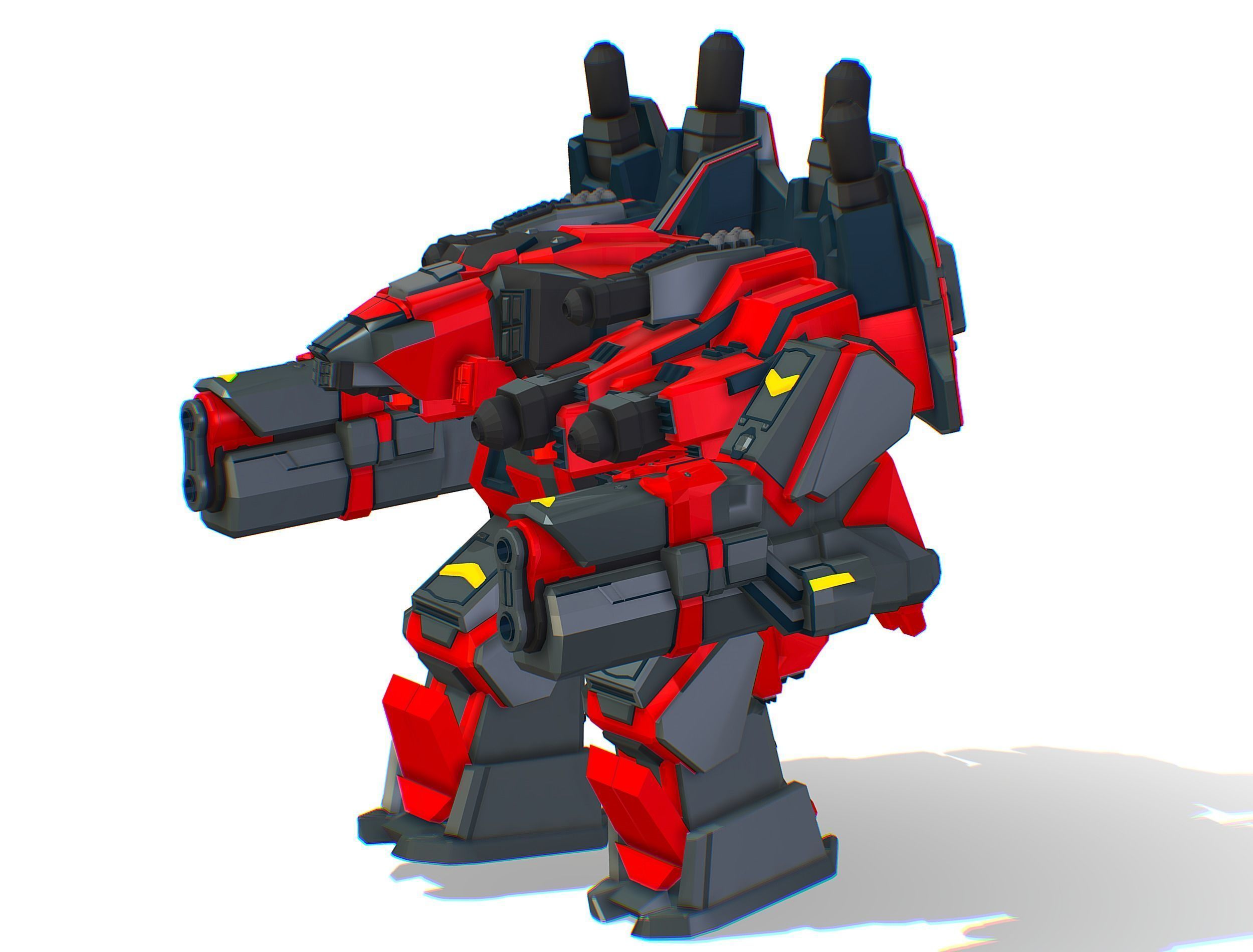 Animated Heavy Combat Robot Cyborg Machine Gun Low-poly 3D model_17