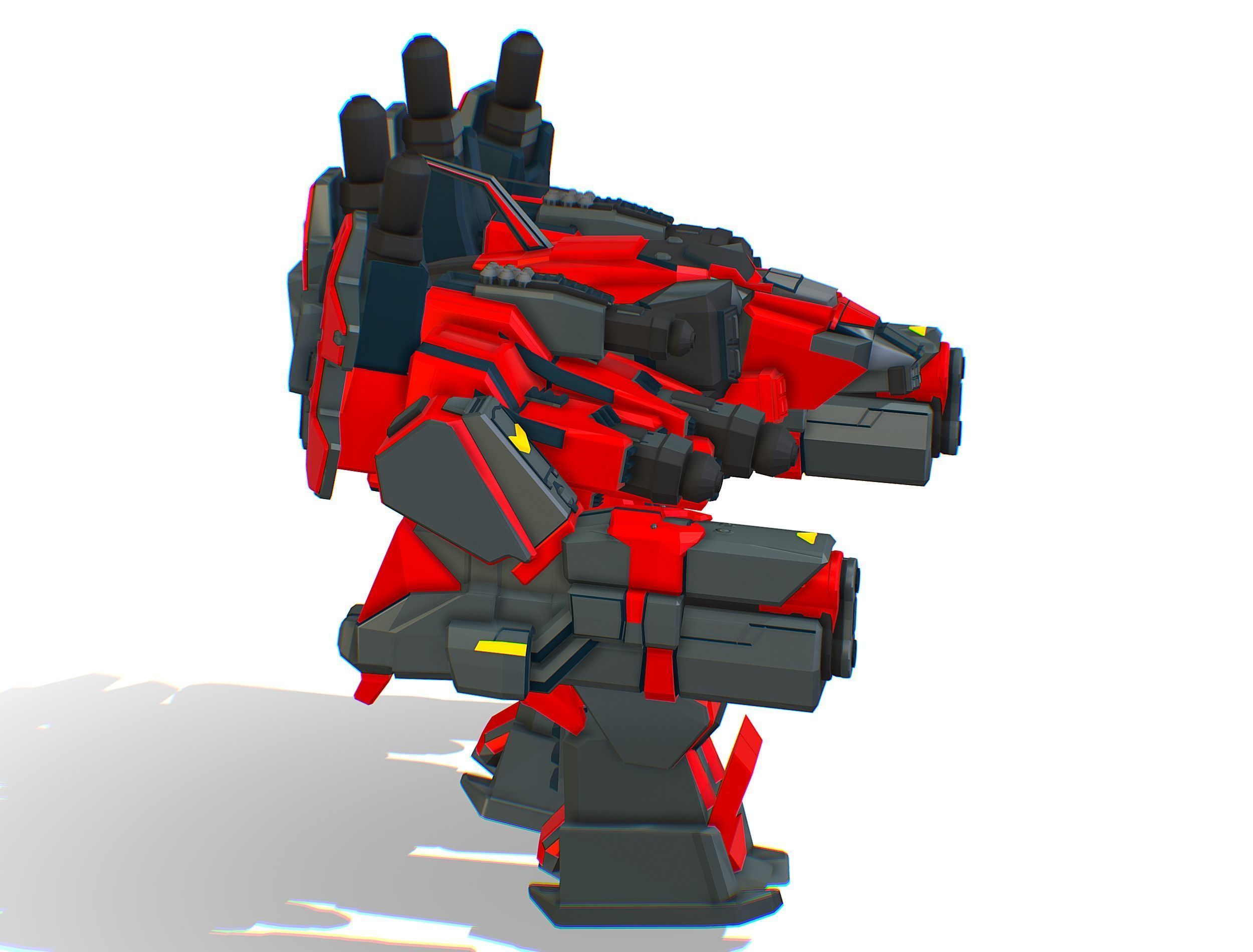 Animated Heavy Combat Robot Cyborg Machine Gun Low-poly 3D model_7