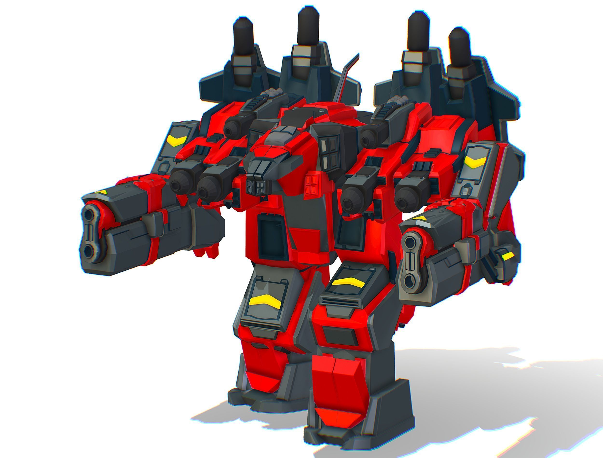 Animated Heavy Combat Robot Cyborg Machine Gun Low-poly 3D model_30