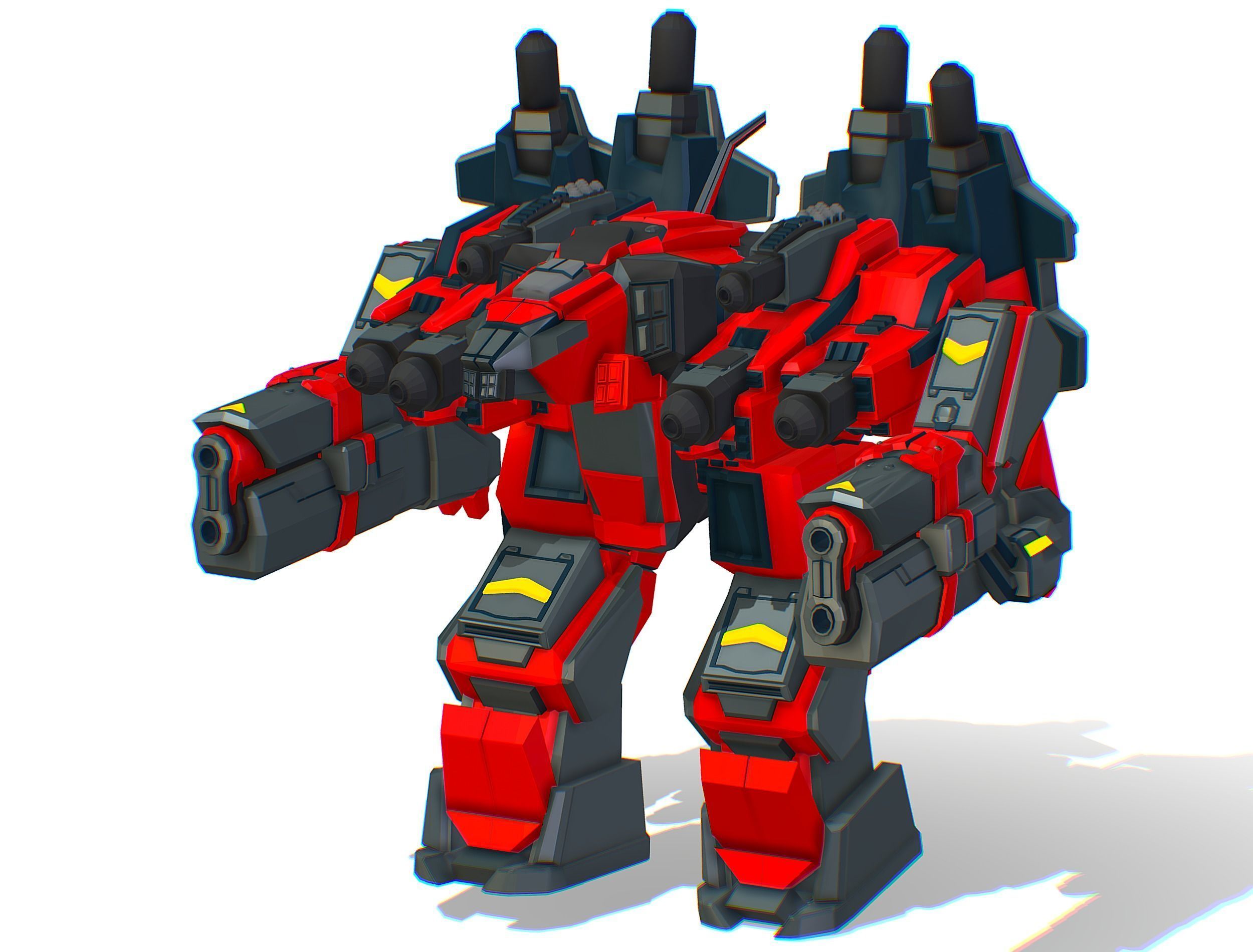 Animated Heavy Combat Robot Cyborg Machine Gun Low-poly 3D model_26