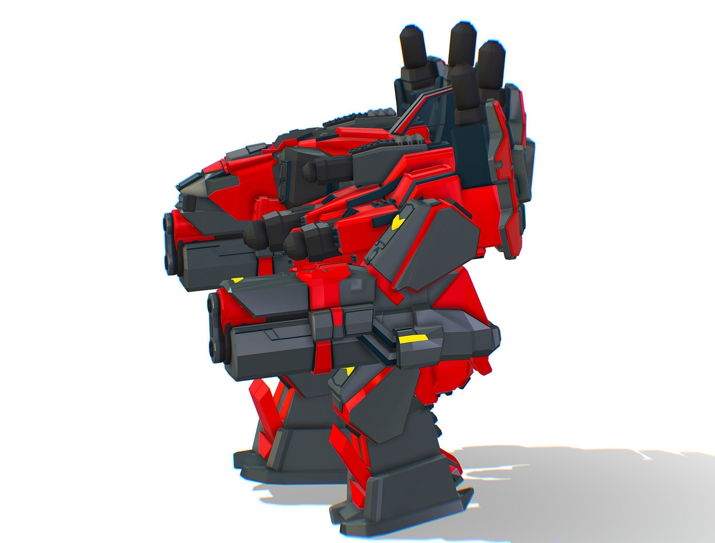Animated Heavy Combat Robot Cyborg Machine Gun Low-poly 3D model_16