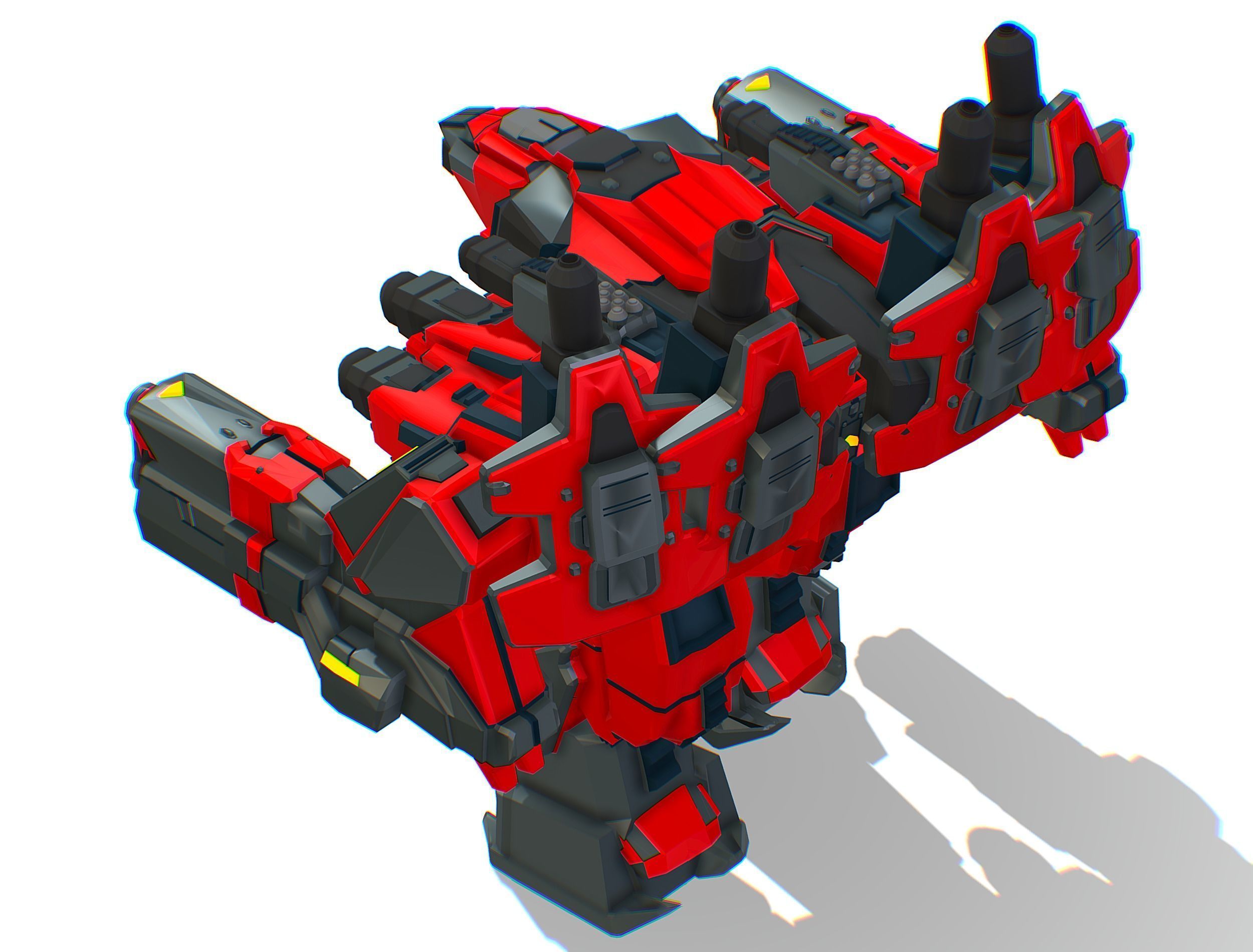 Animated Heavy Combat Robot Cyborg Machine Gun Low-poly 3D model_25