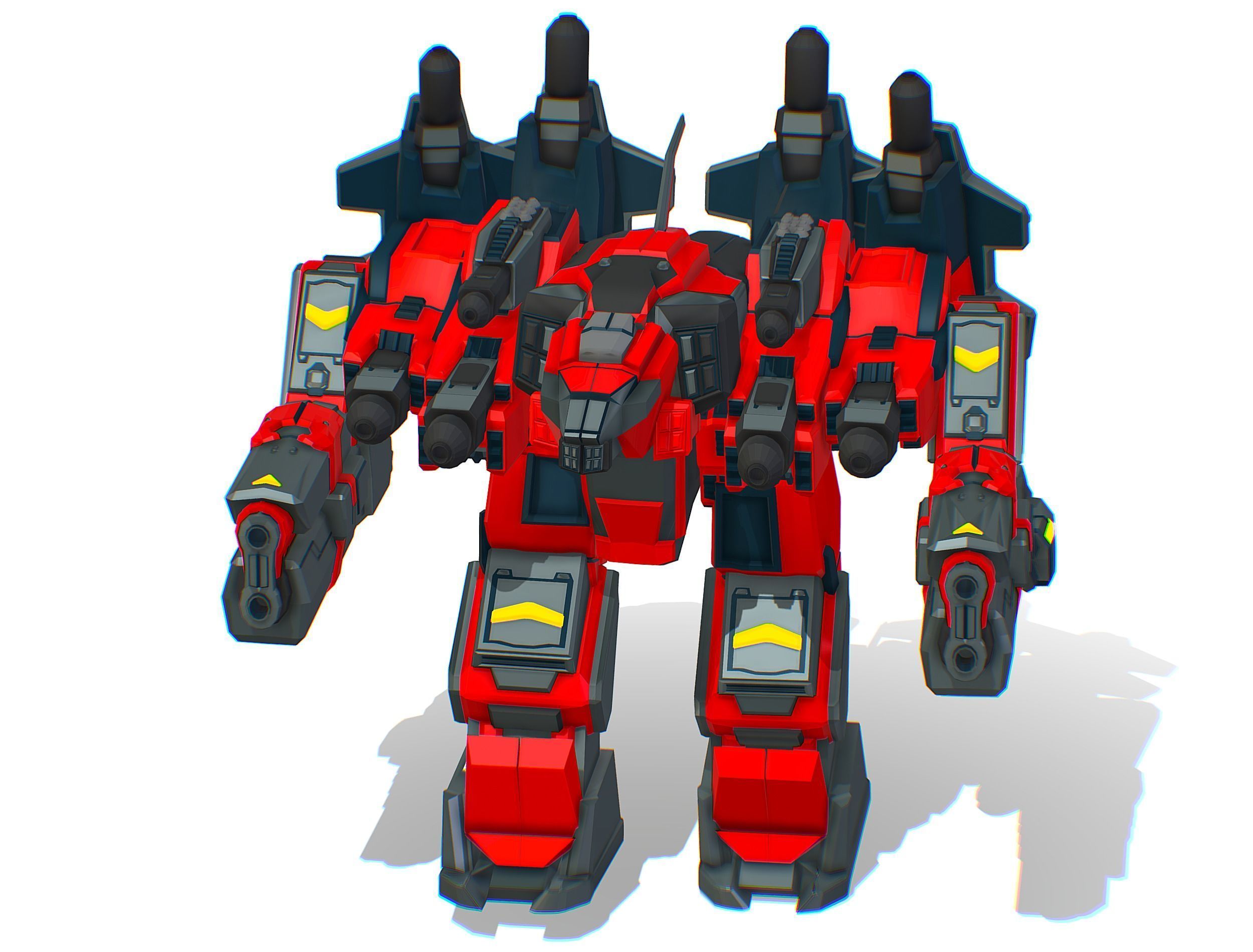 Animated Heavy Combat Robot Cyborg Machine Gun Low-poly 3D model_1