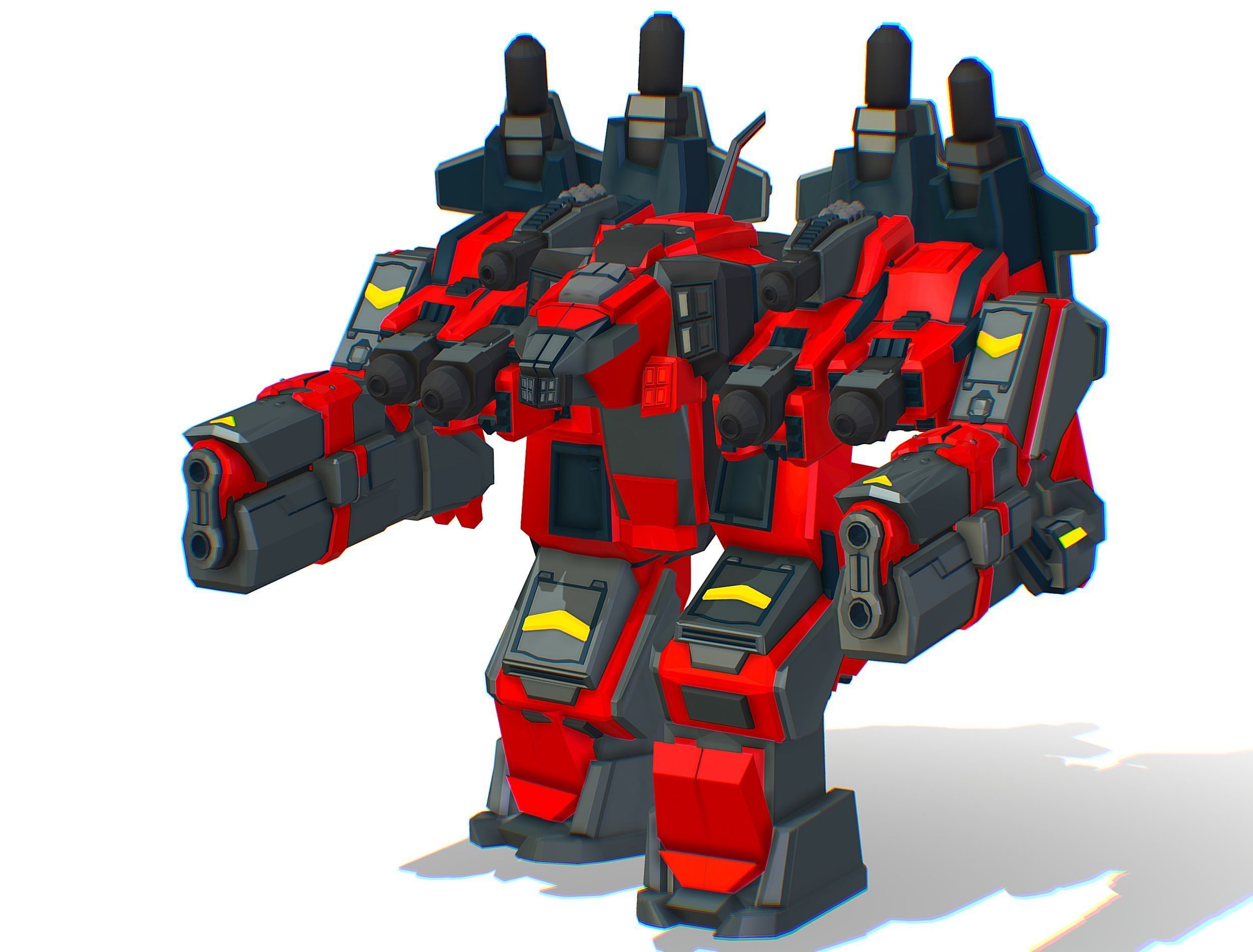 Animated Heavy Combat Robot Cyborg Machine Gun Low-poly 3D model_31