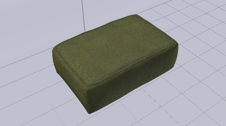 Heritage Leaf Fabric Ottoman Bench Low-poly 3D model_12