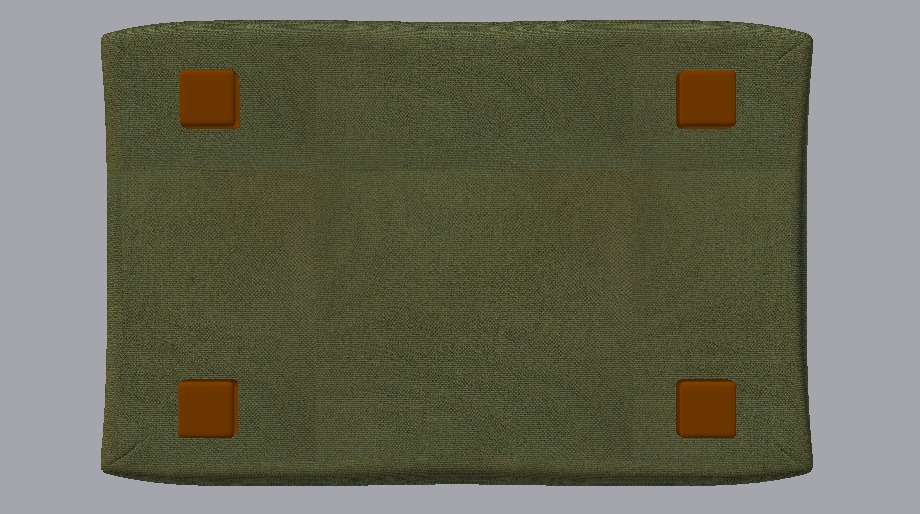 Heritage Leaf Fabric Ottoman Bench Low-poly 3D model_17