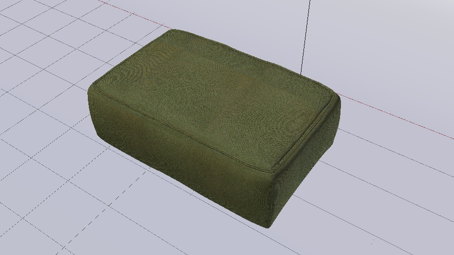 Heritage Leaf Fabric Ottoman Bench Low-poly 3D model_13