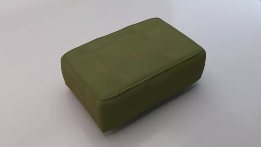 Heritage Leaf Fabric Ottoman Bench Low-poly 3D model_0