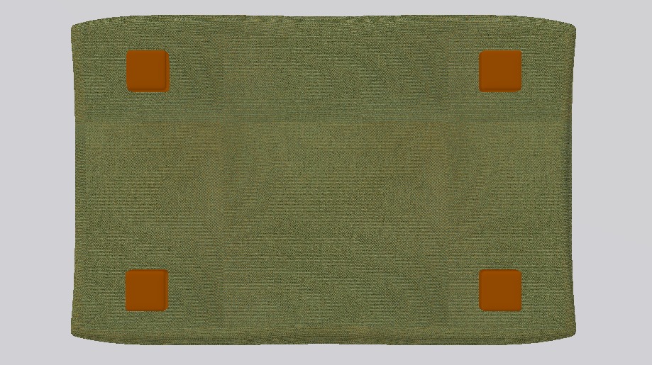 Heritage Leaf Fabric Ottoman Bench Low-poly 3D model_11