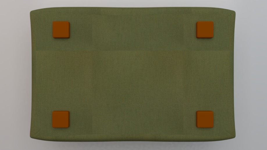 Heritage Leaf Fabric Ottoman Bench Low-poly 3D model_5