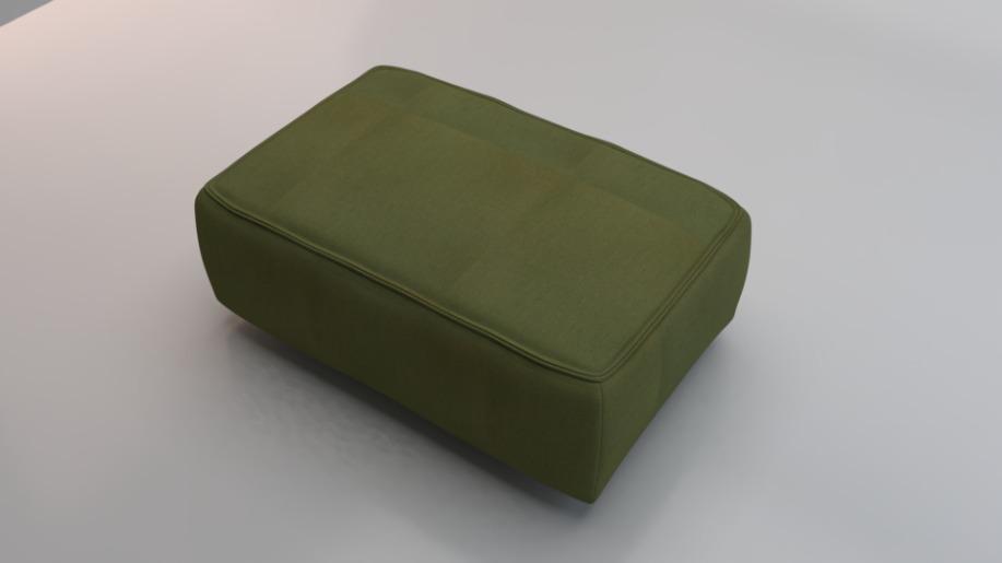 Heritage Leaf Fabric Ottoman Bench Low-poly 3D model_1