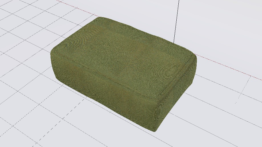 Heritage Leaf Fabric Ottoman Bench Low-poly 3D model_7
