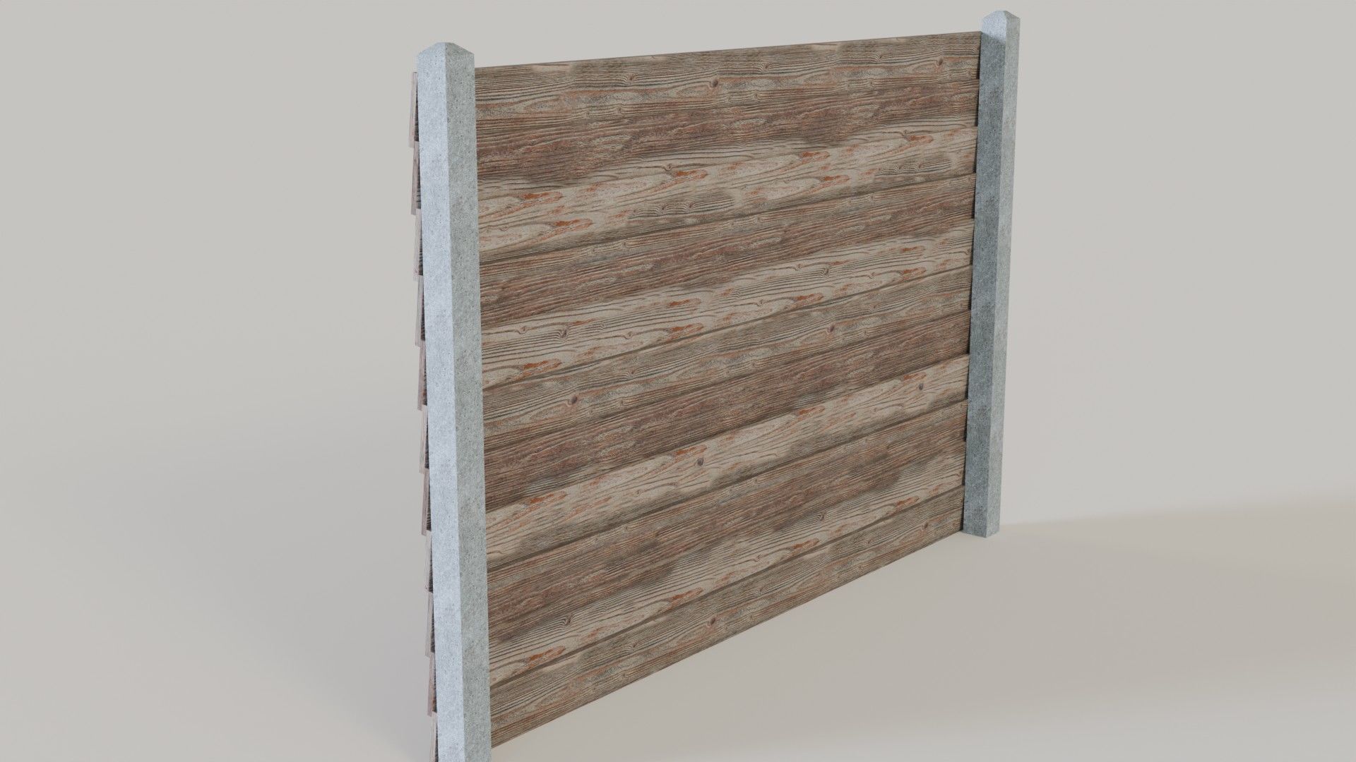 Modular Wooden Garden Fences Collection - 3D Model with Textures 3D model_3