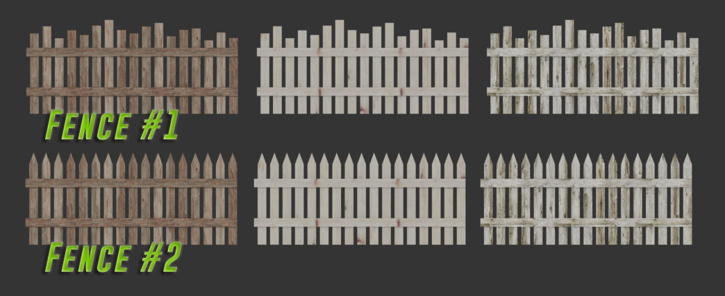 Modular Wooden Garden Fences Collection - 3D Model with Textures 3D model_15