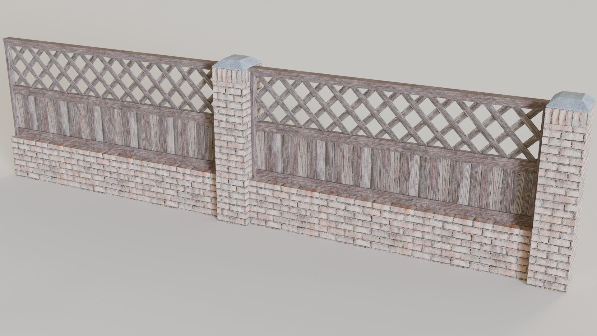 Modular Wooden Garden Fences Collection - 3D Model with Textures 3D model_1