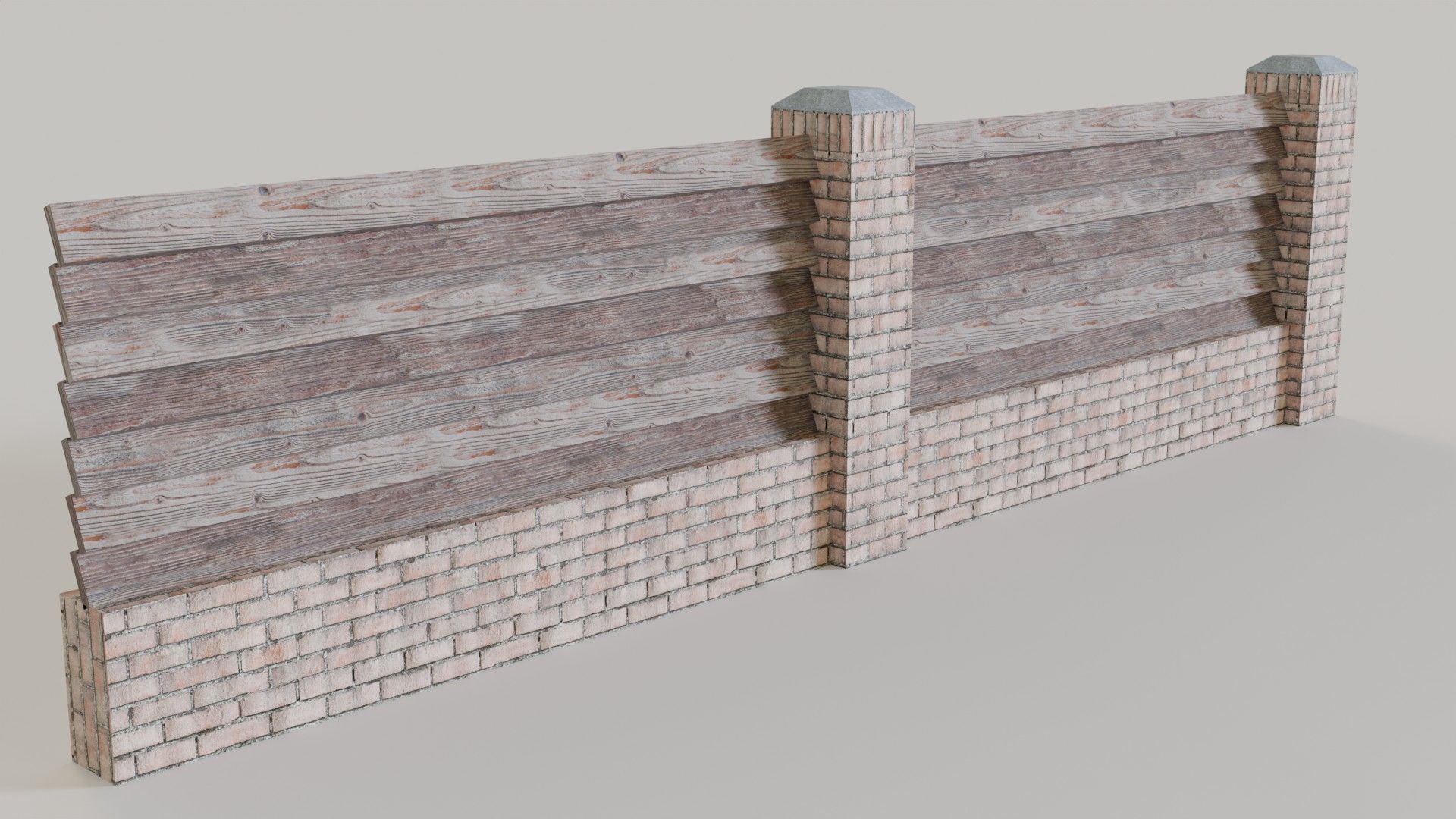 Modular Wooden Garden Fences Collection - 3D Model with Textures 3D model_4