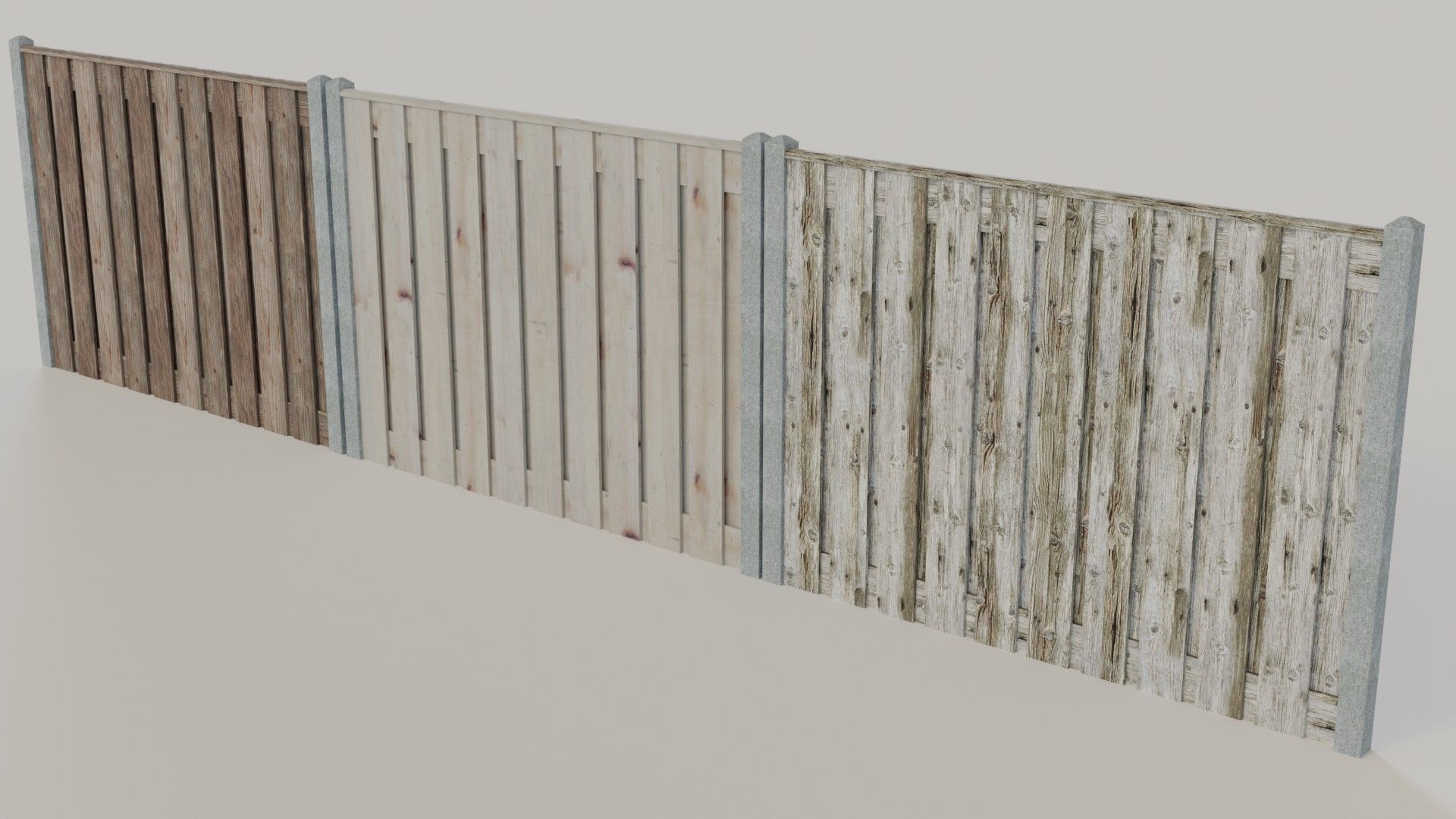 Modular Wooden Garden Fences Collection - 3D Model with Textures 3D model_11