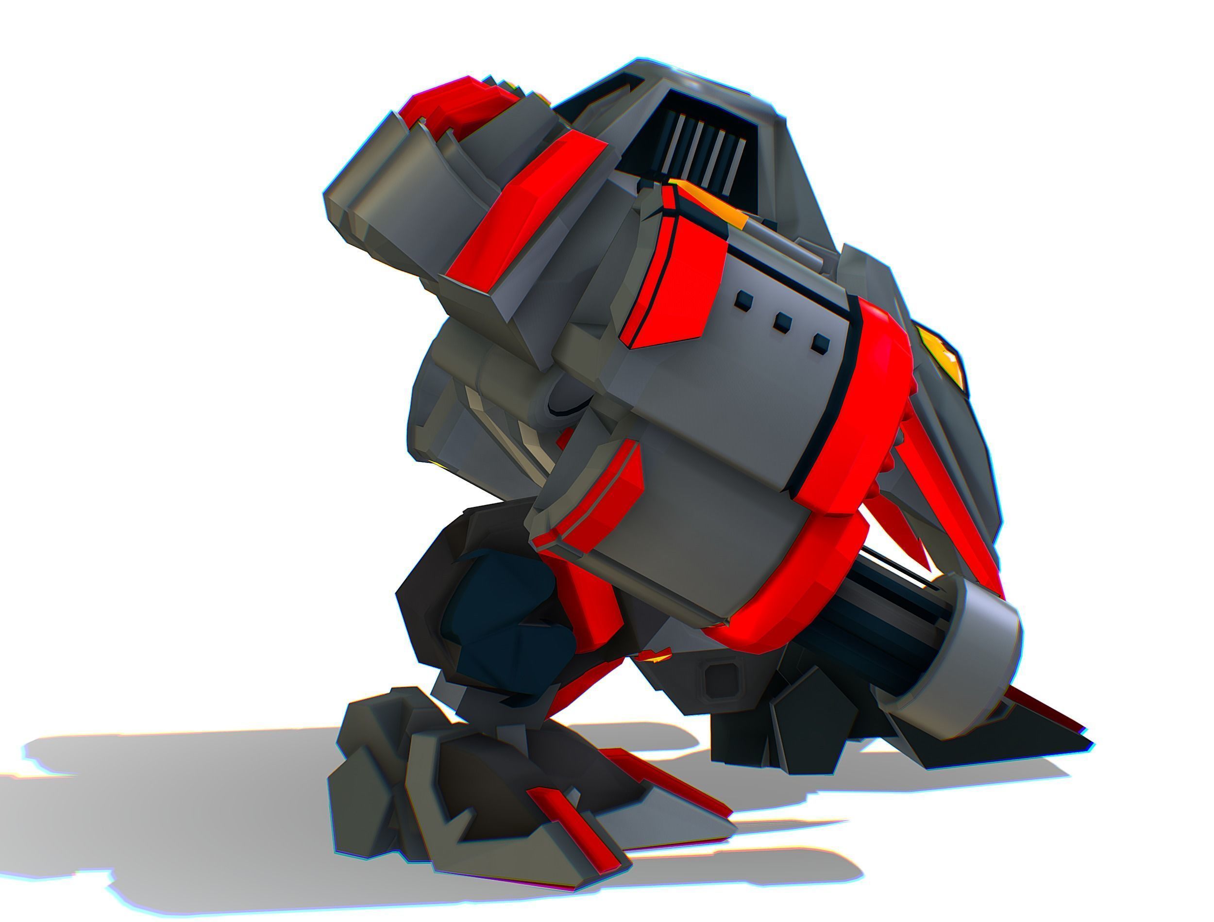 Animated Heavy Combat Robot Low-poly 3D model_15