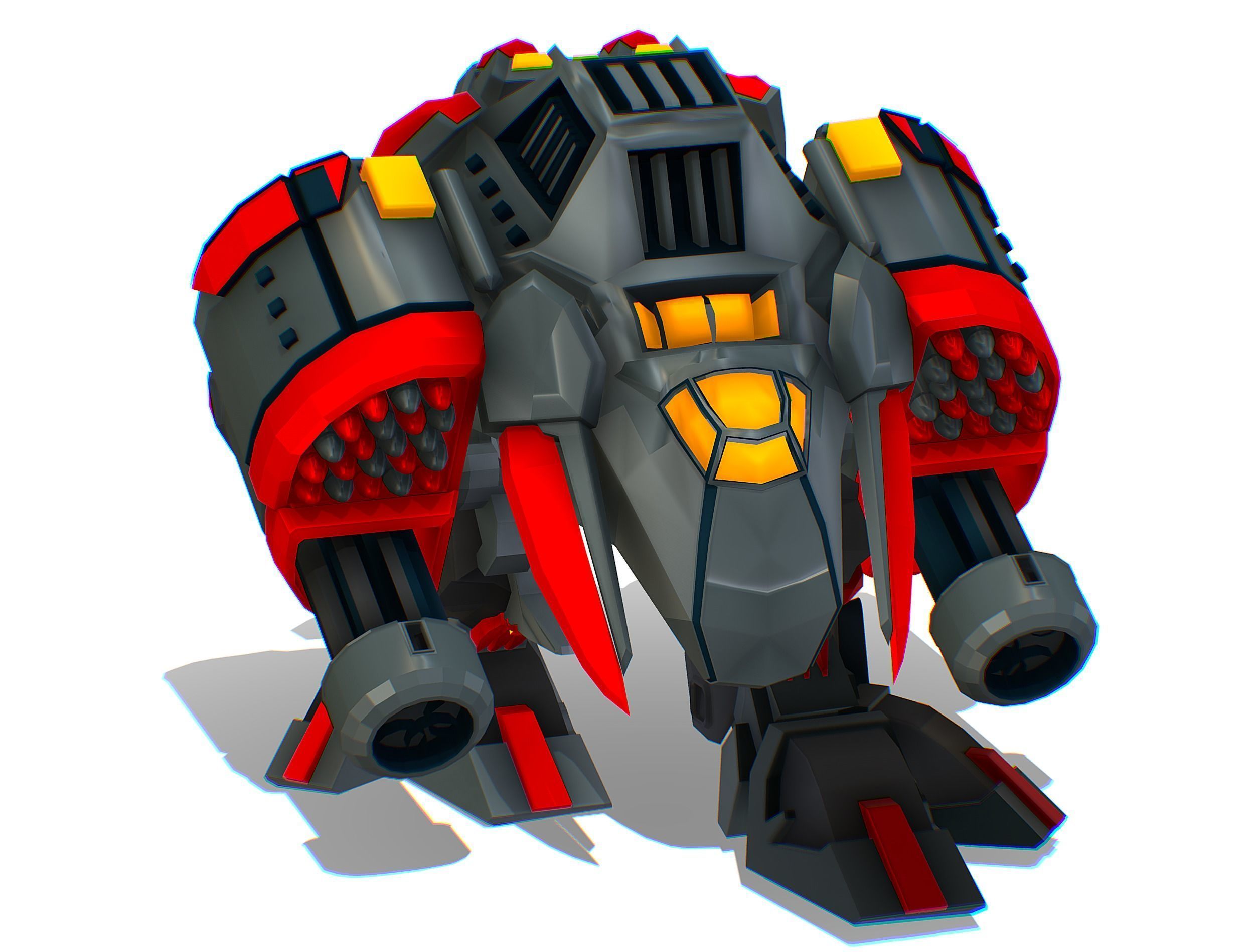 Animated Heavy Combat Robot Low-poly 3D model_11
