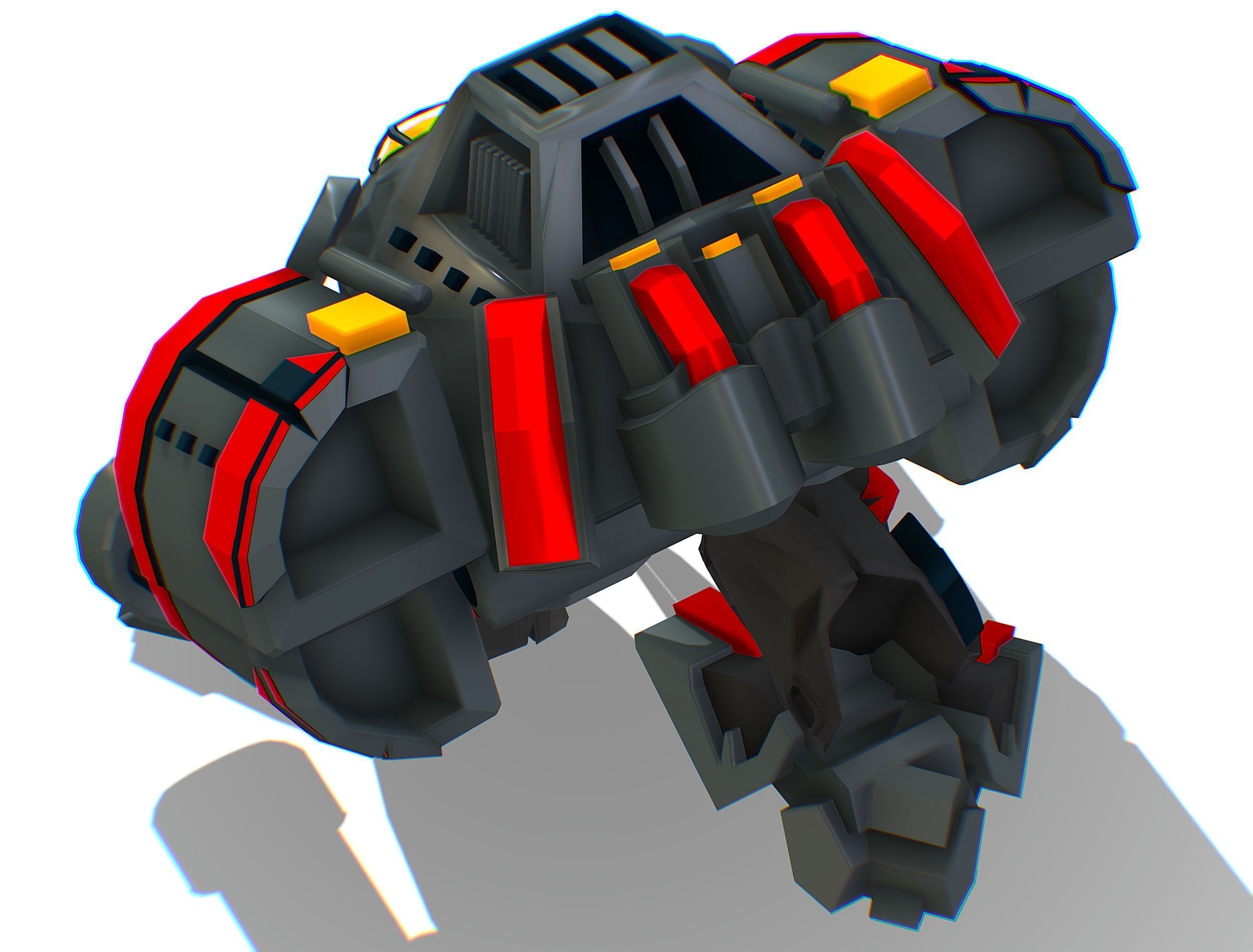 Animated Heavy Combat Robot Low-poly 3D model_29