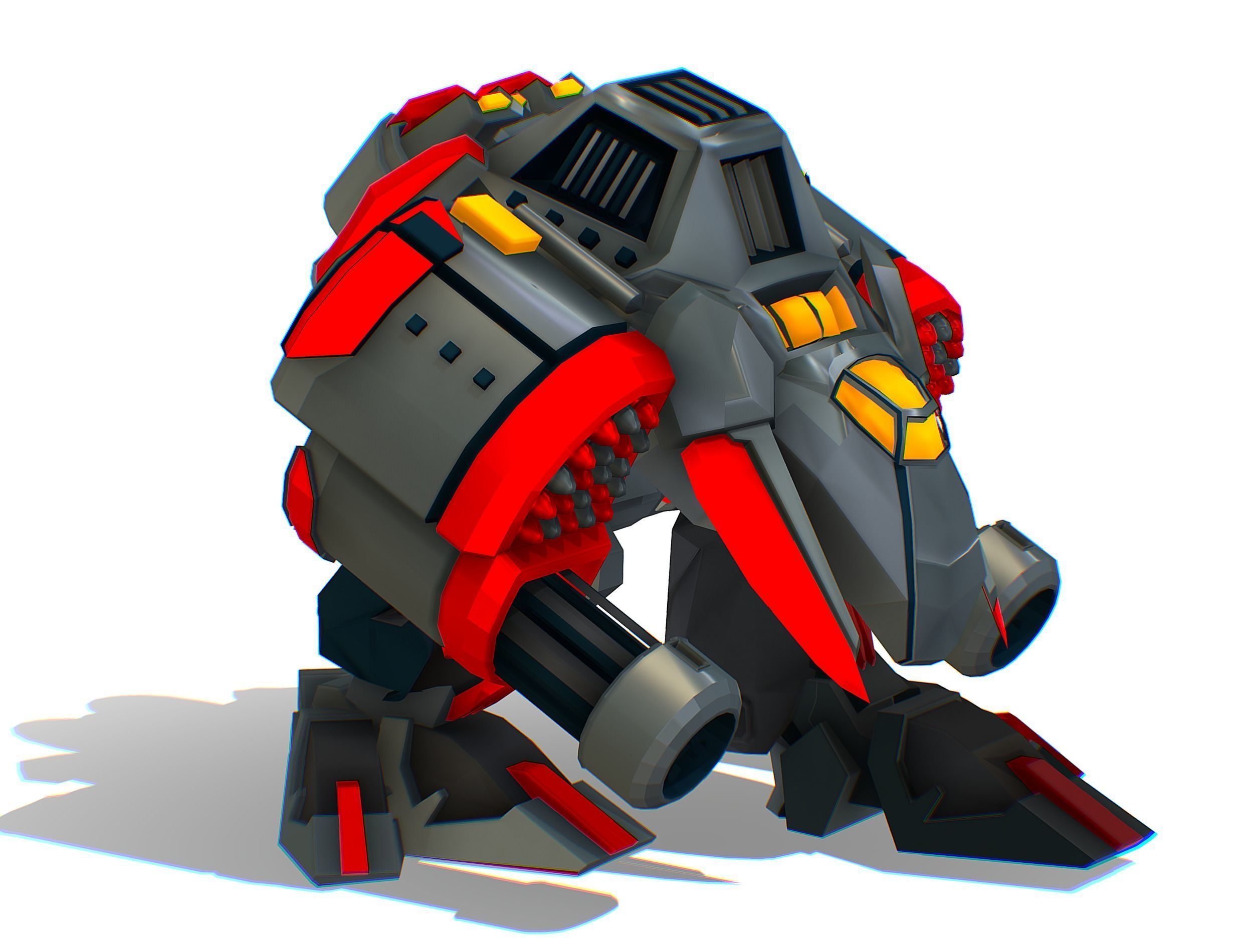 Animated Heavy Combat Robot Low-poly 3D model_13