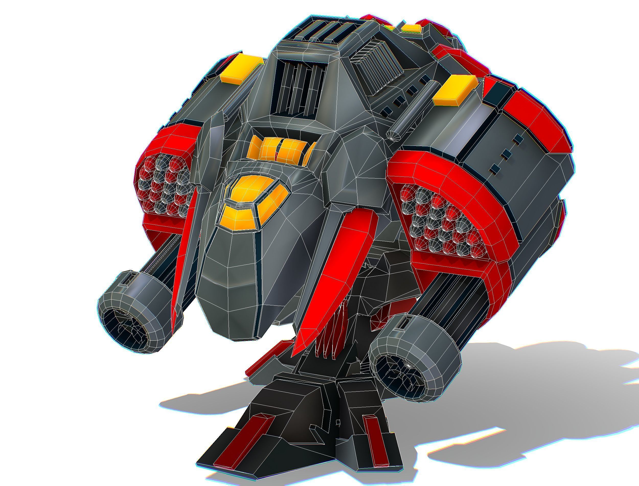 Animated Heavy Combat Robot Low-poly 3D model_30