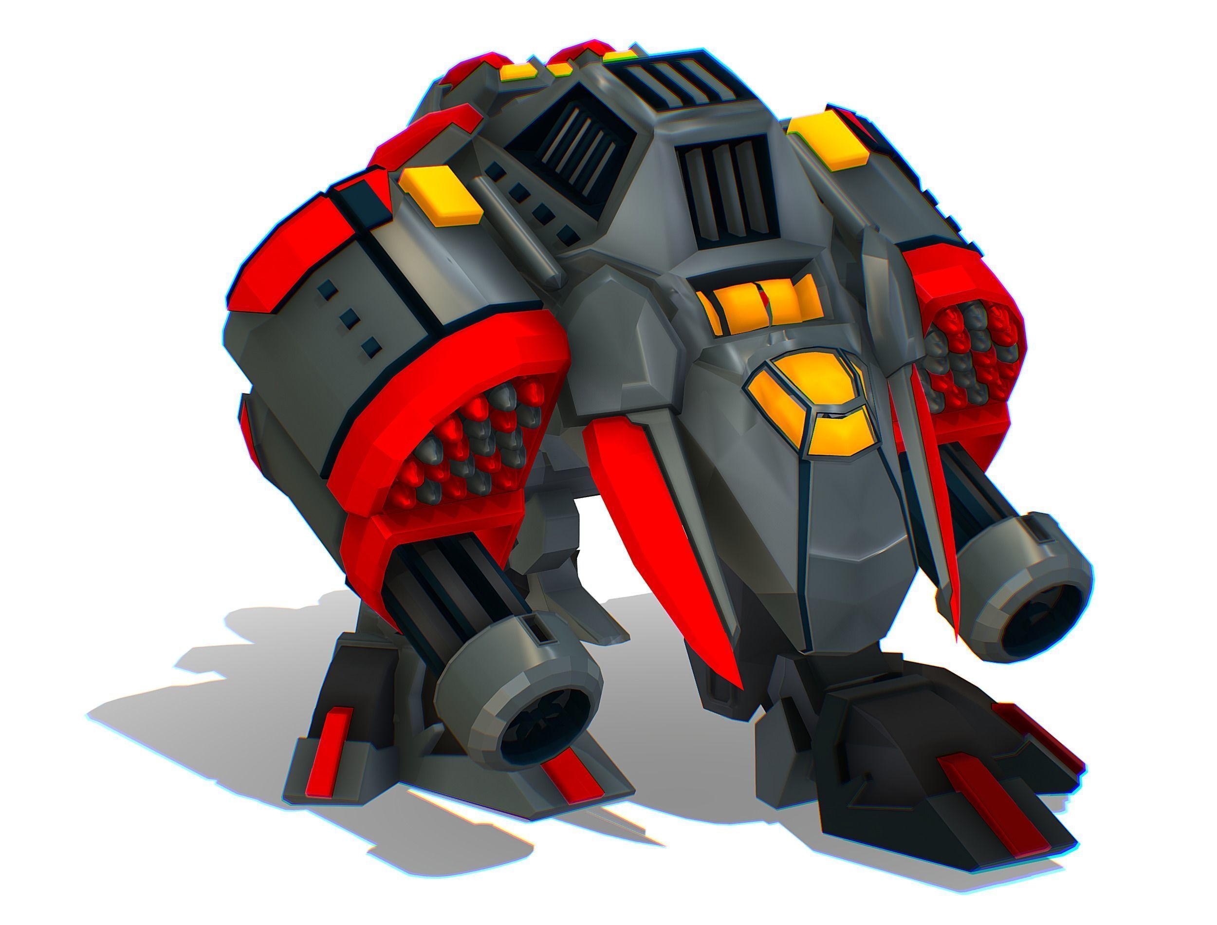 Animated Heavy Combat Robot Low-poly 3D model_12
