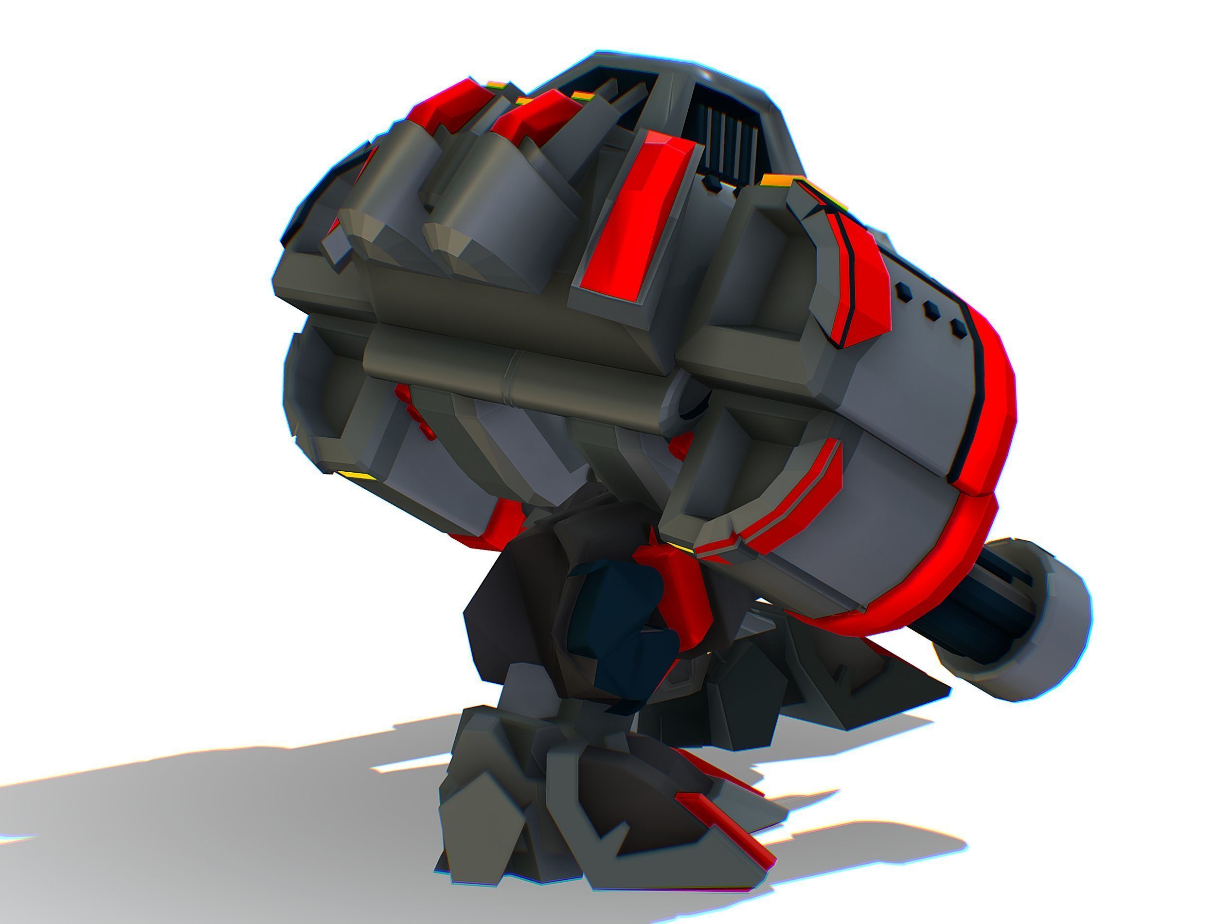 Animated Heavy Combat Robot Low-poly 3D model_16