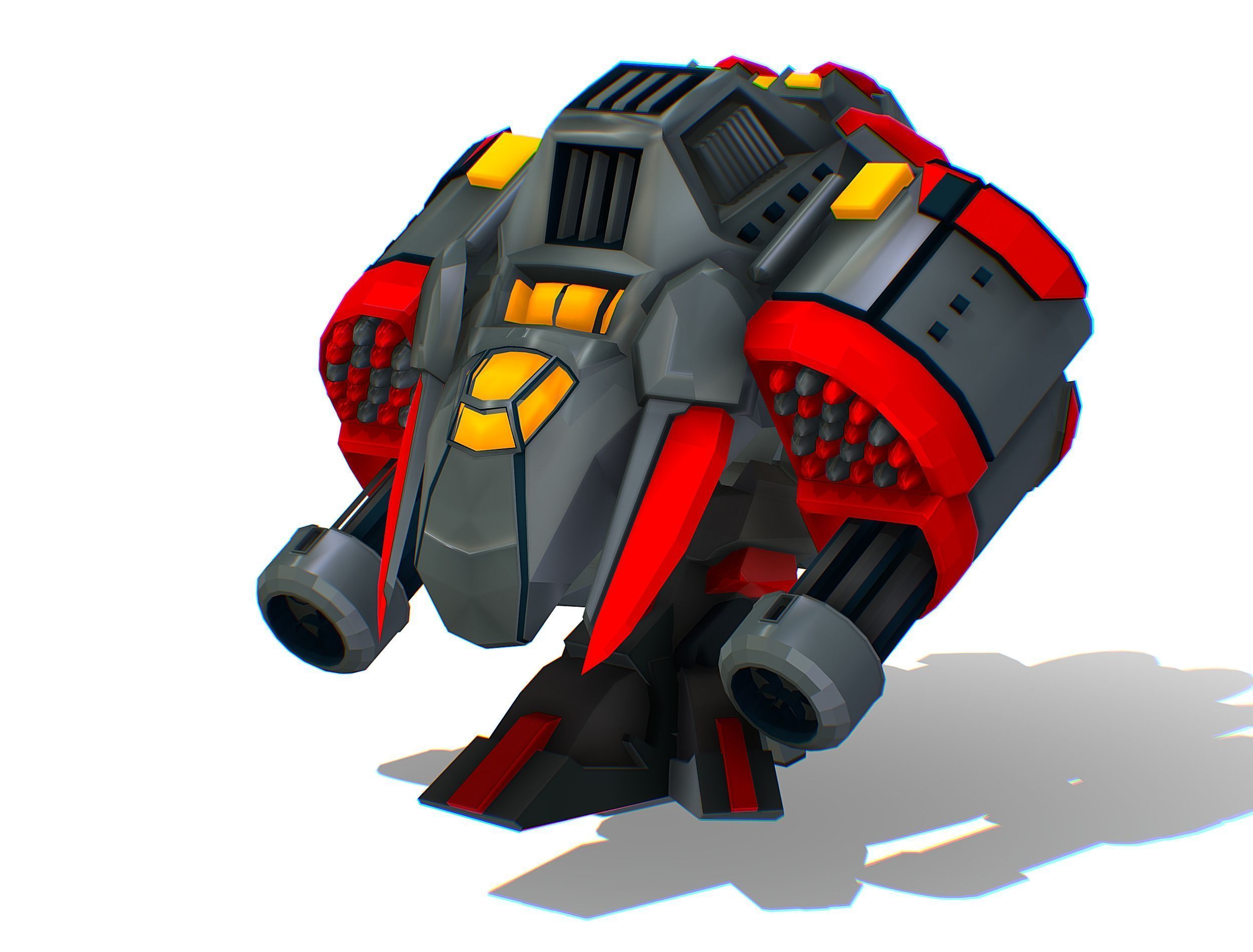 Animated Heavy Combat Robot Low-poly 3D model_6
