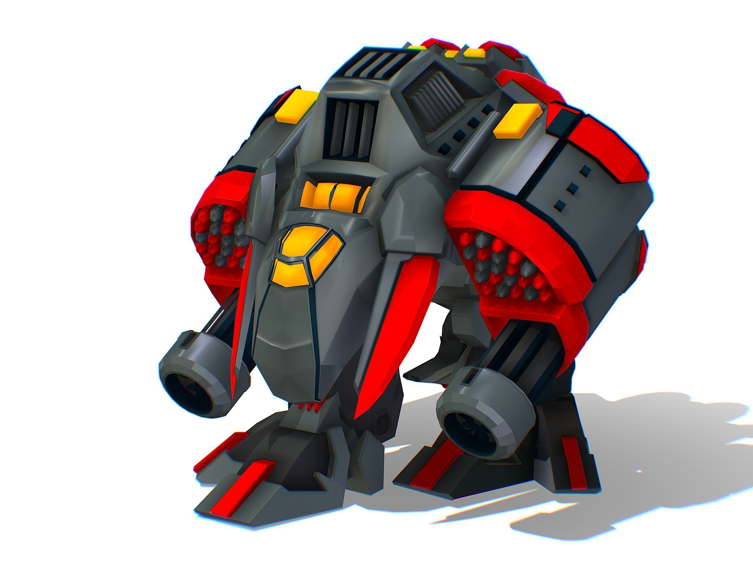 Animated Heavy Combat Robot Low-poly 3D model_4