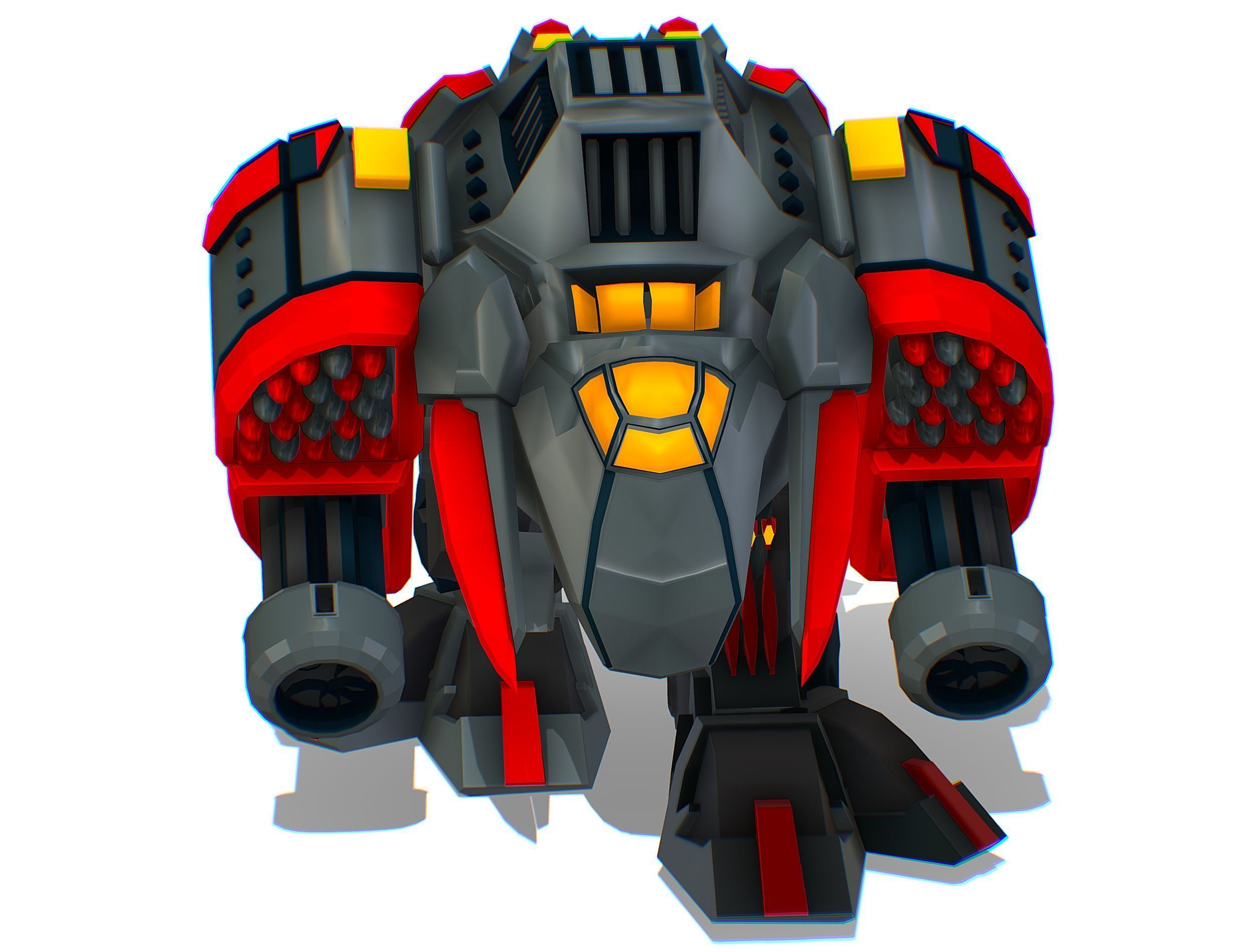 Animated Heavy Combat Robot Low-poly 3D model_10