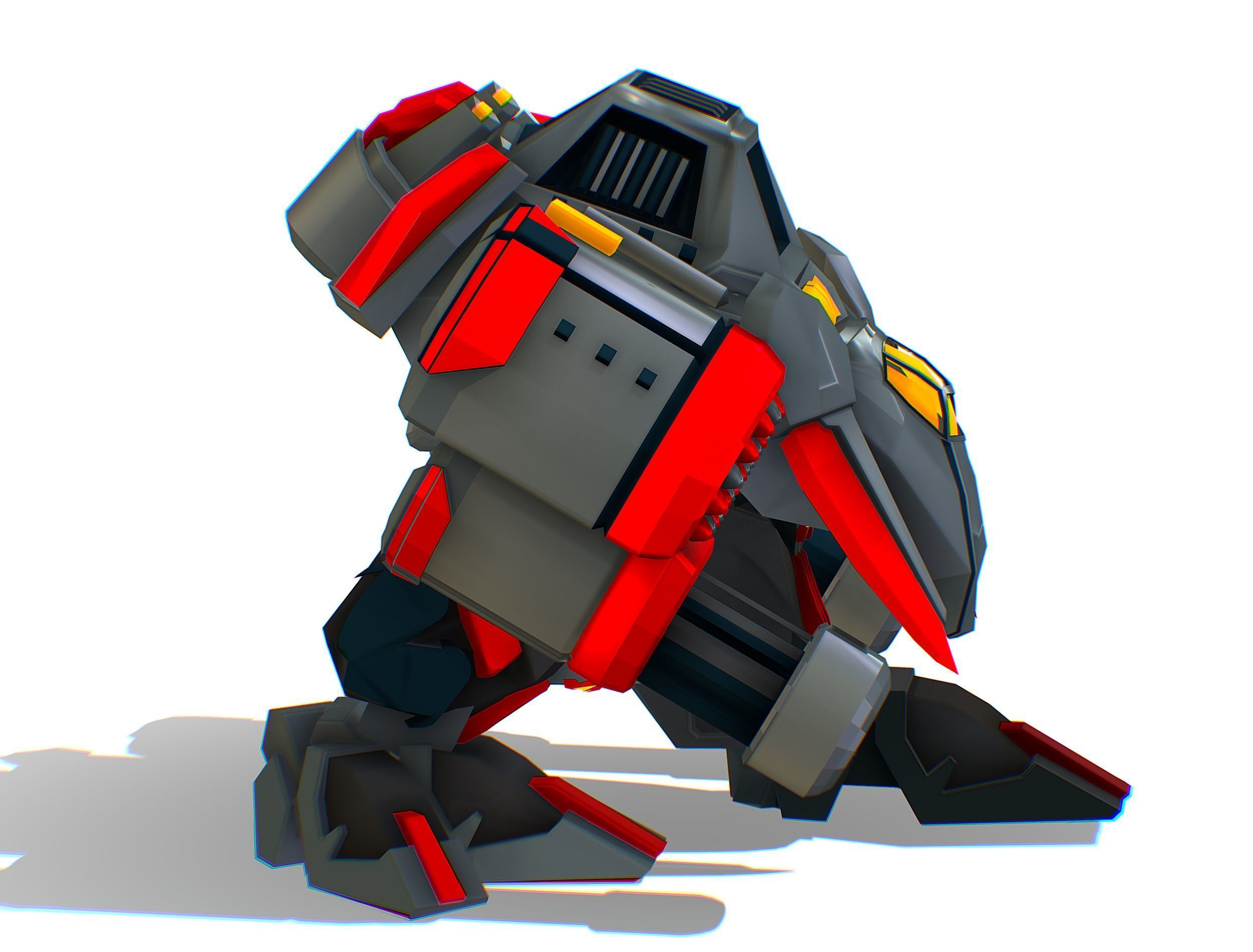 Animated Heavy Combat Robot Low-poly 3D model_14