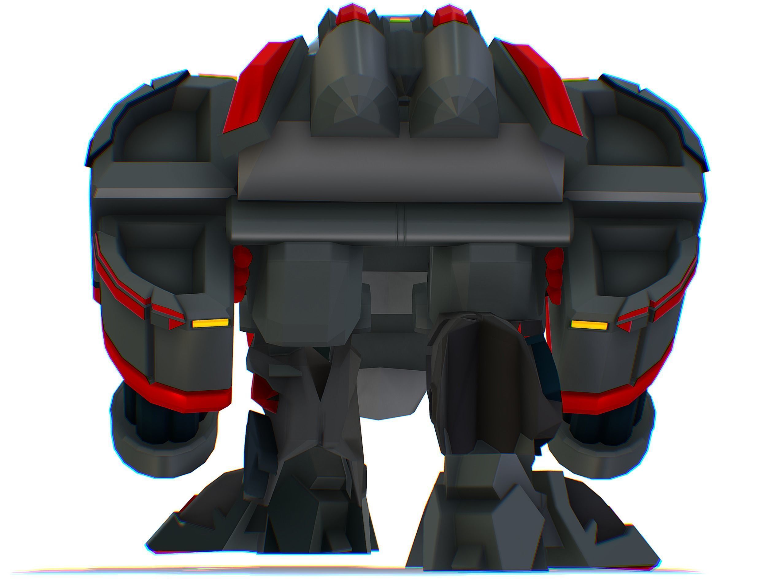 Animated Heavy Combat Robot Low-poly 3D model_25
