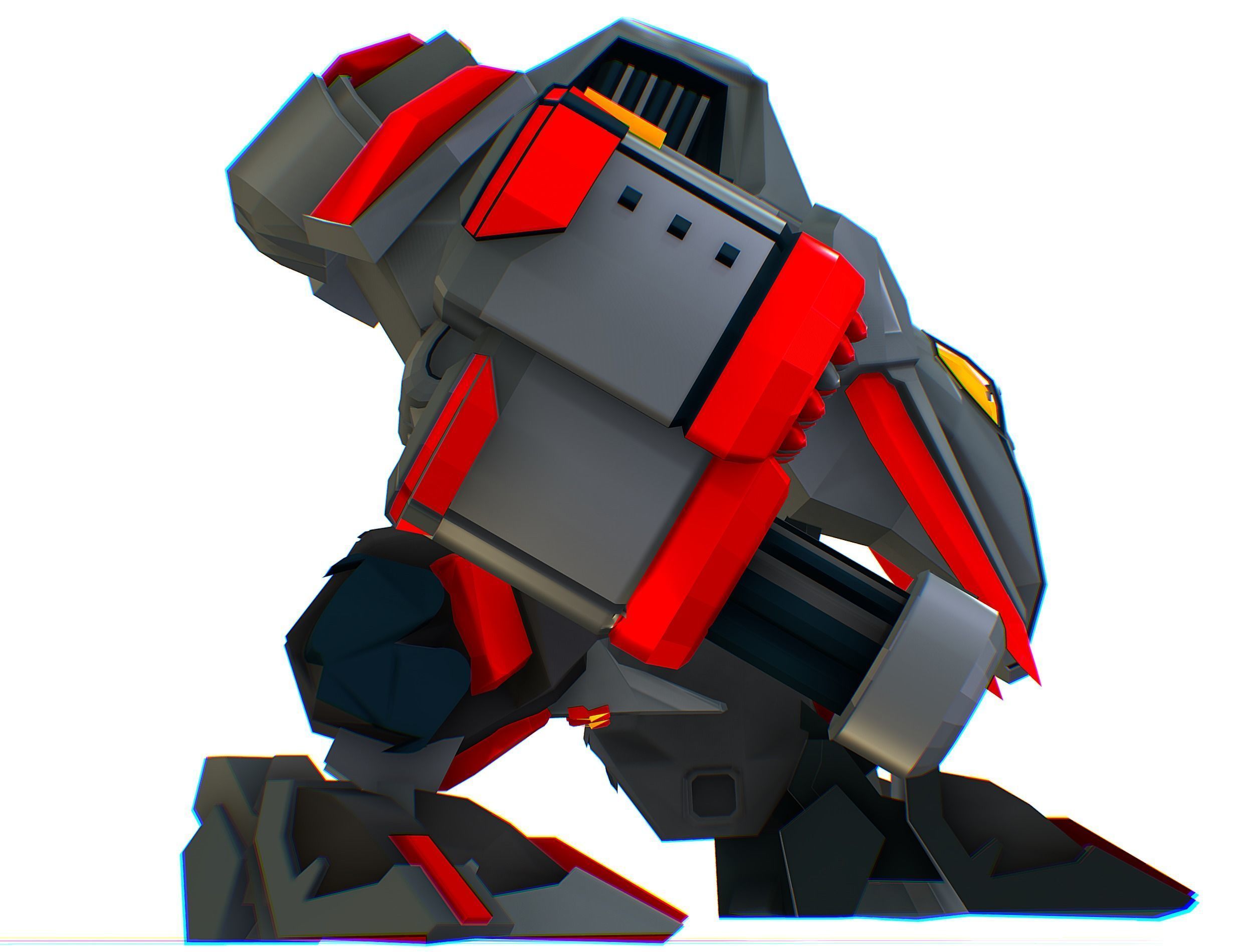 Animated Heavy Combat Robot Low-poly 3D model_24