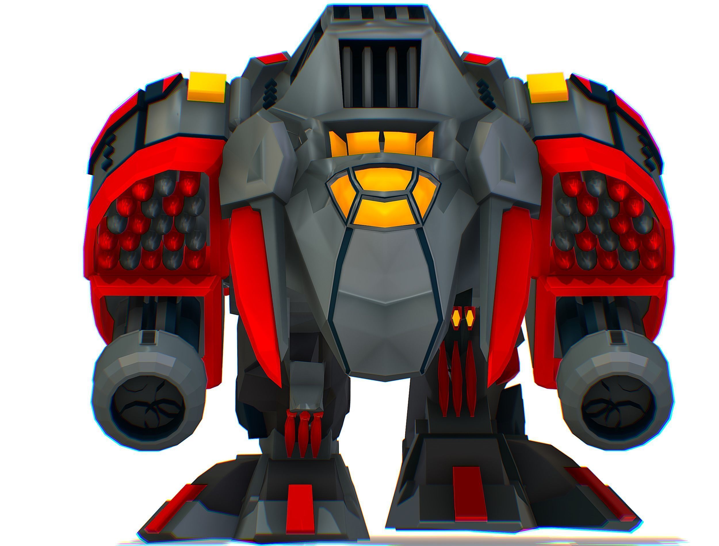 Animated Heavy Combat Robot Low-poly 3D model_23
