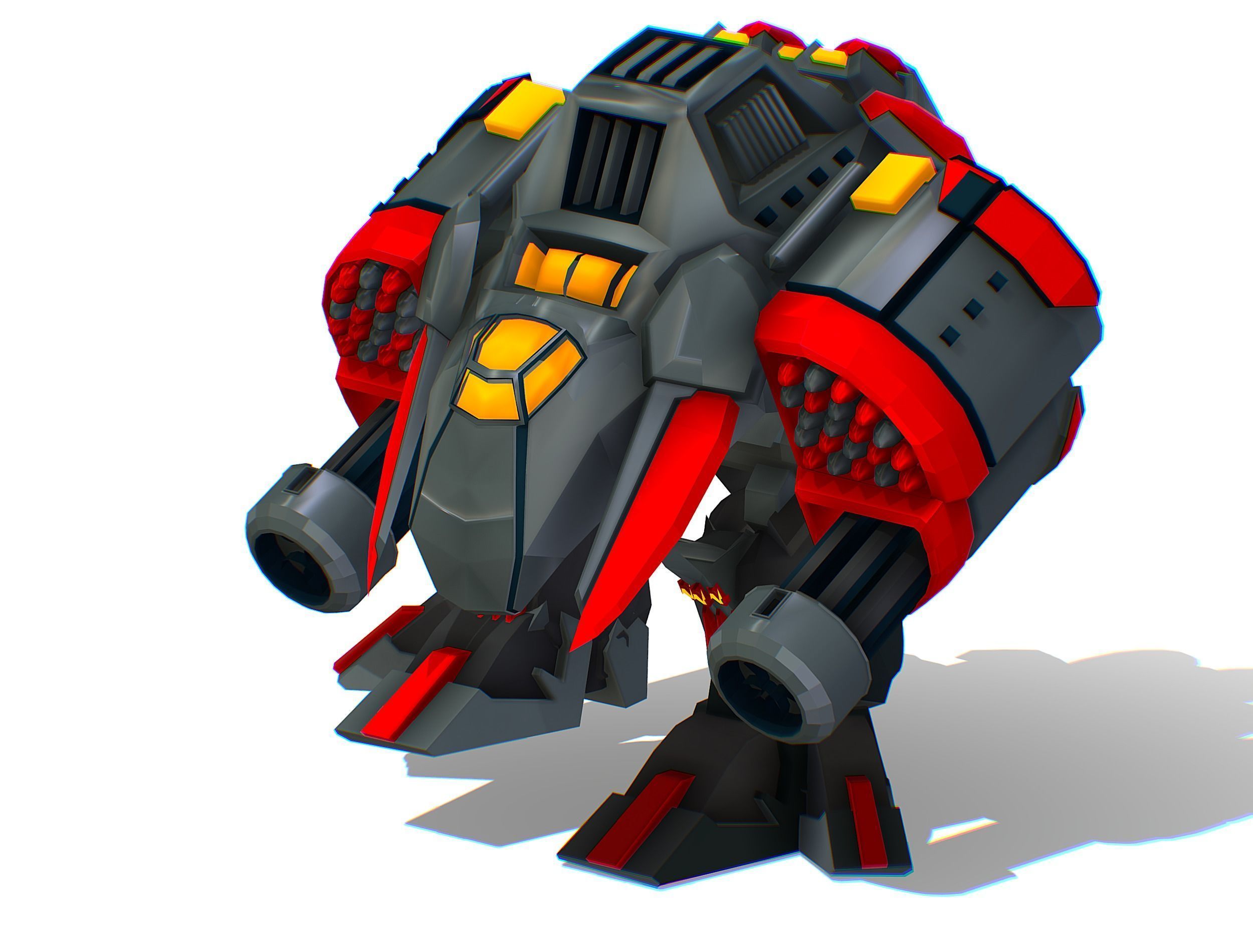 Animated Heavy Combat Robot Low-poly 3D model_2