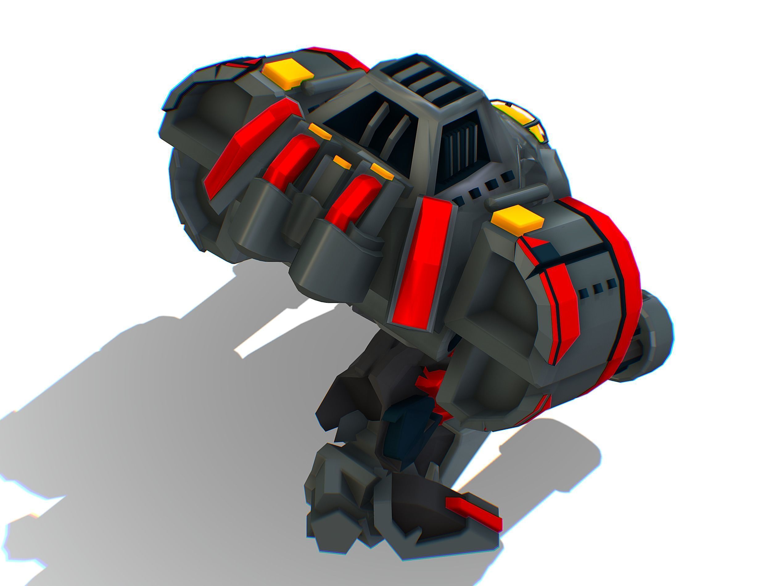 Animated Heavy Combat Robot Low-poly 3D model_28